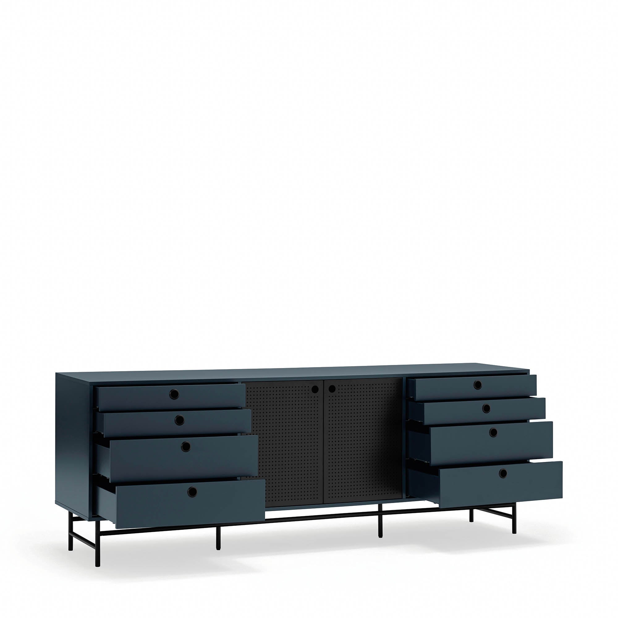 Sideboard Punto 2D/8D Black/Blue-Gr.Antr