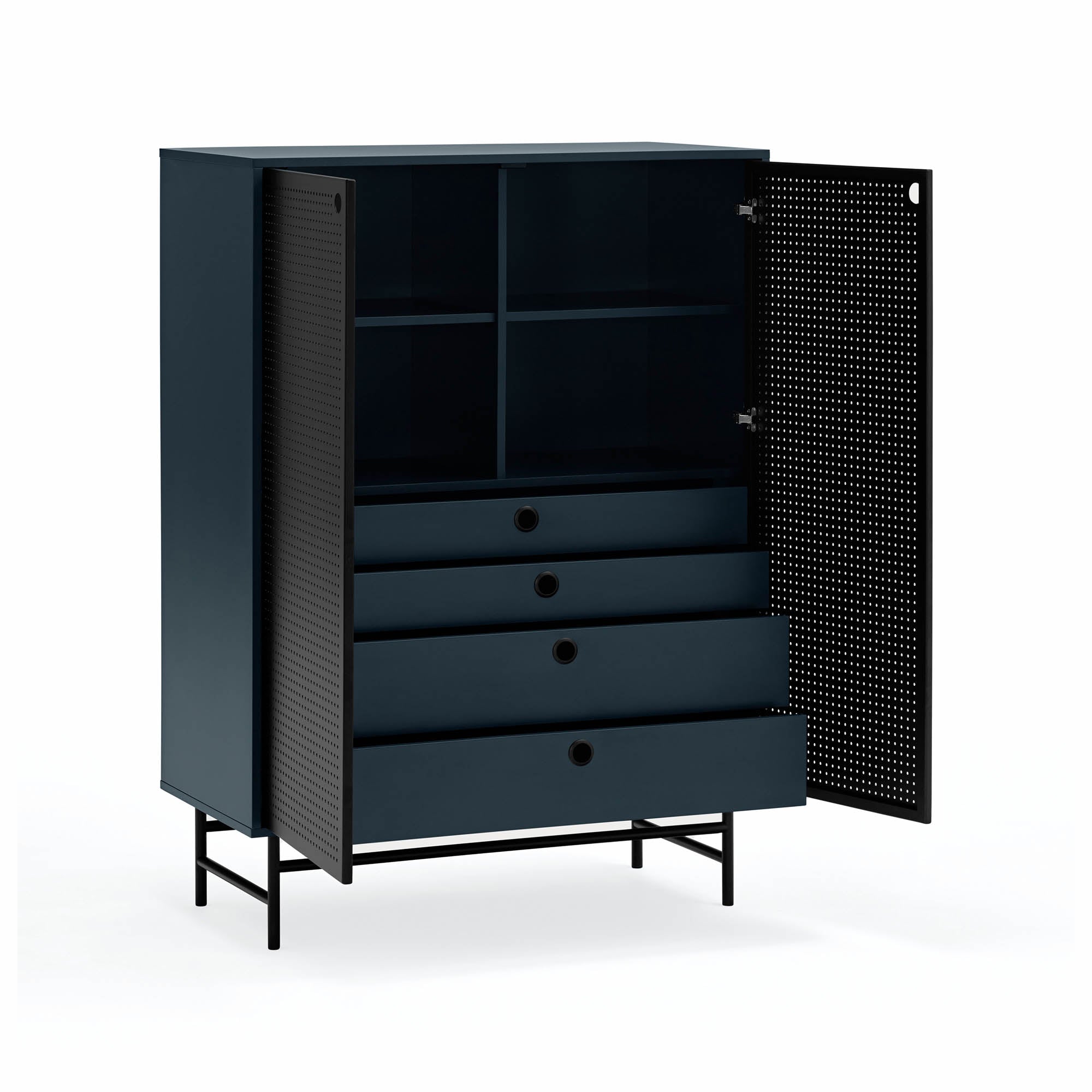 Occasional Cabinet Punto 2D/4Inner Drawers Black/B