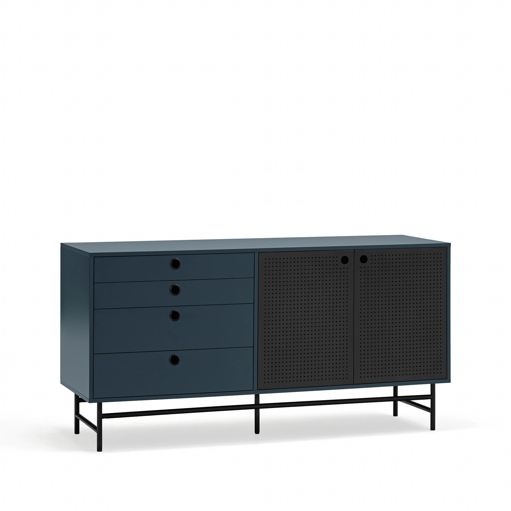 Sideboard Punto 2D4Dr Black/Blue-Gr.Antr