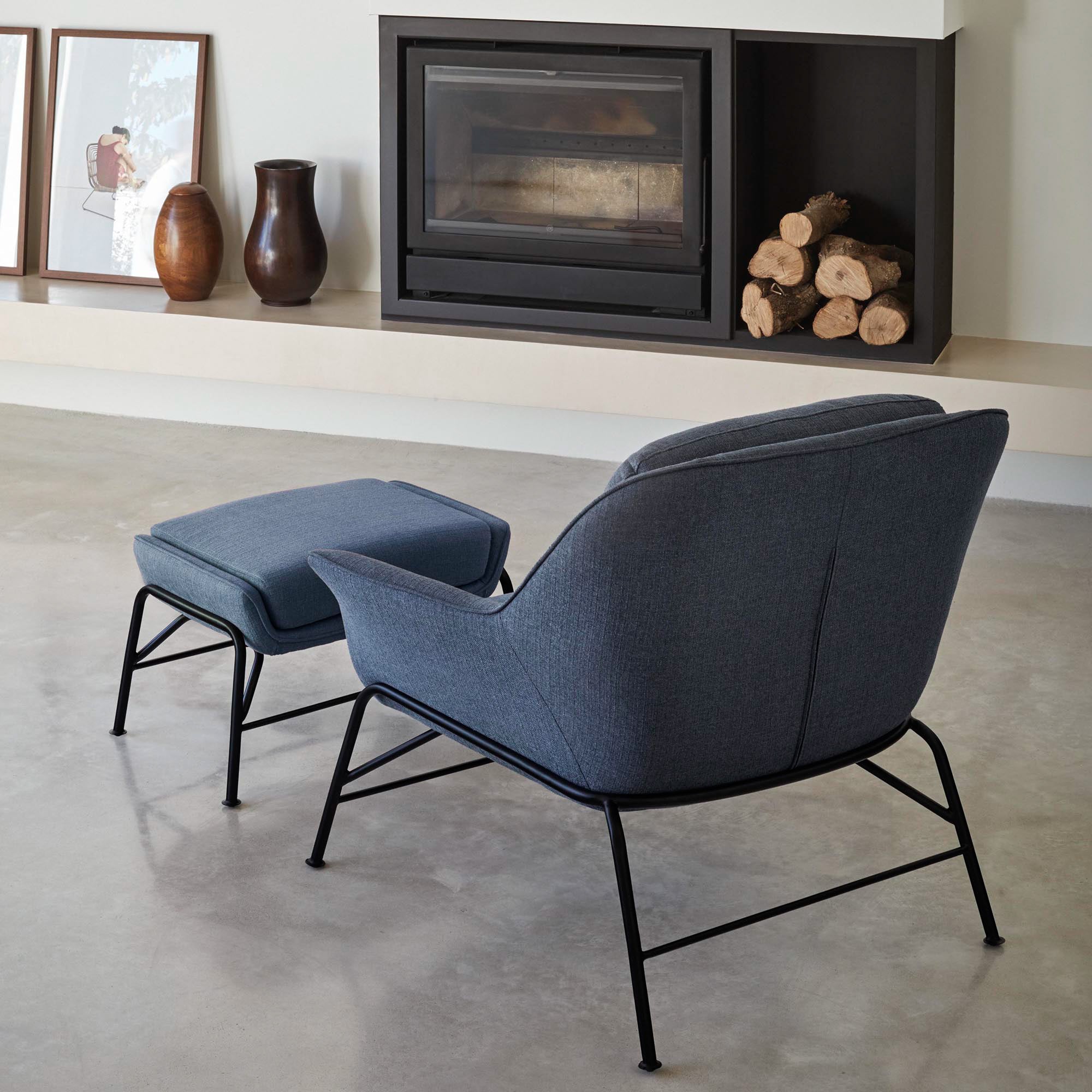 SADIRA Pouffe in Petroleum Blue by Teulat