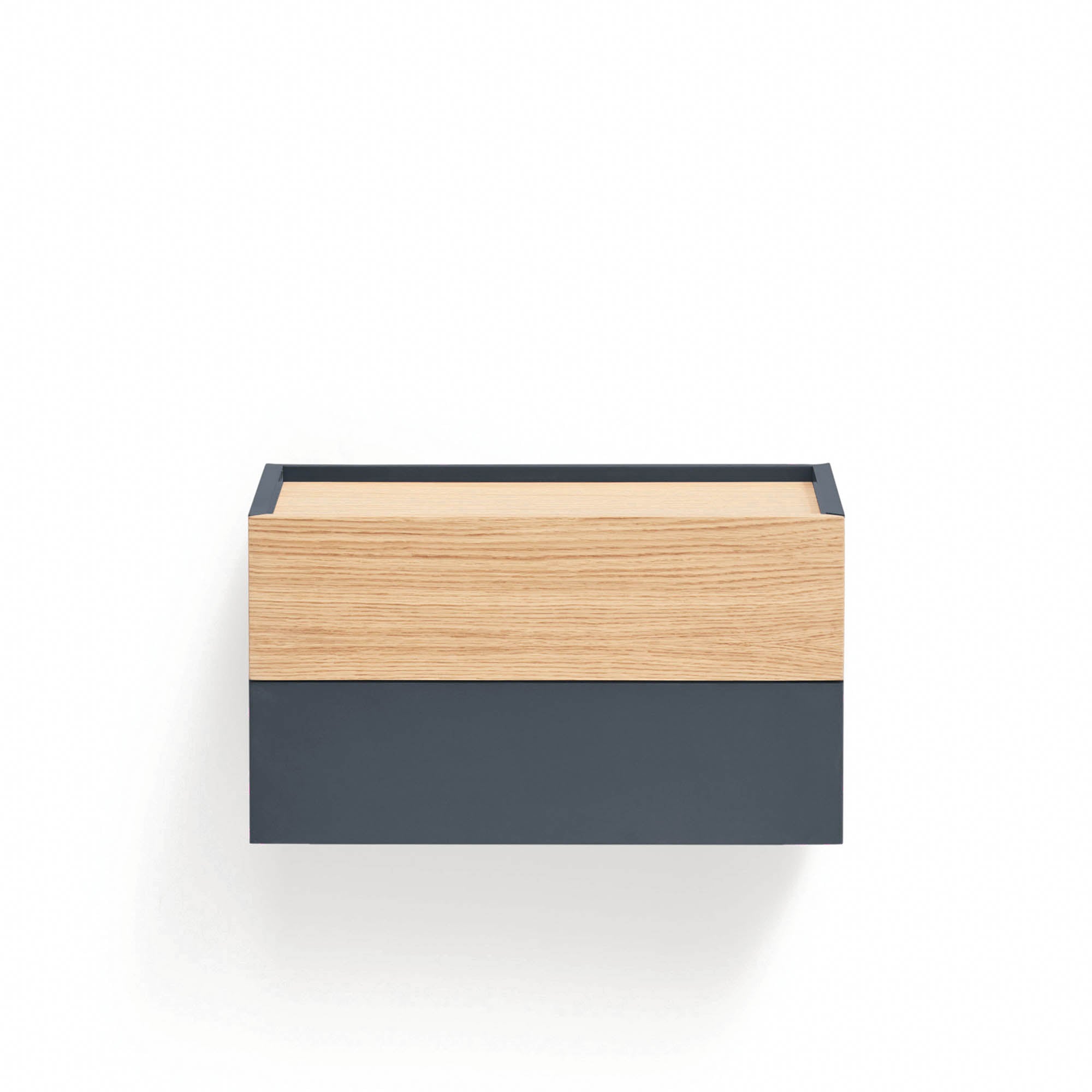OTTO Bedside Table with 2 Drawers in Anthracite Grey & Oak by Teulat