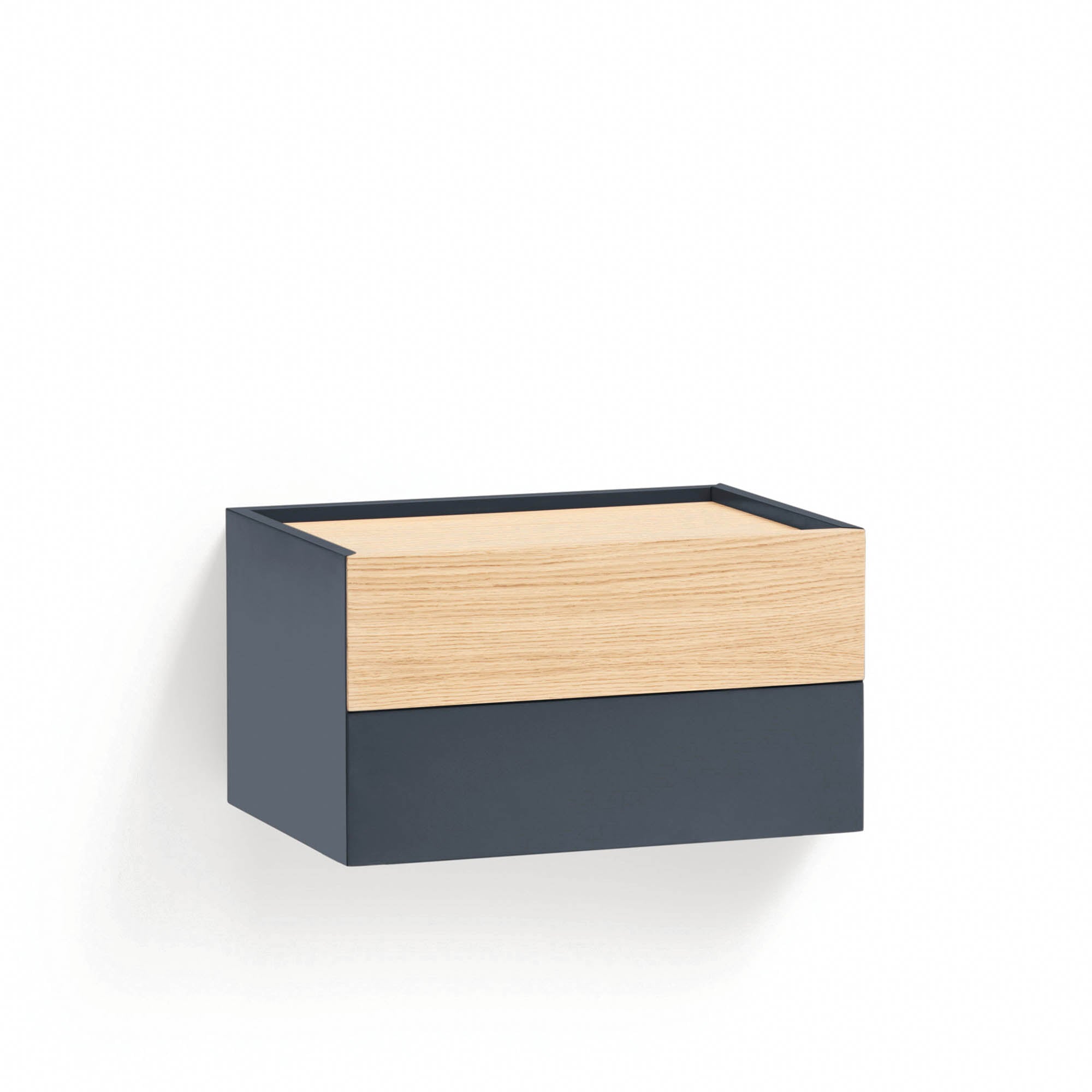OTTO Bedside Table with 2 Drawers in Anthracite Grey & Oak by Teulat