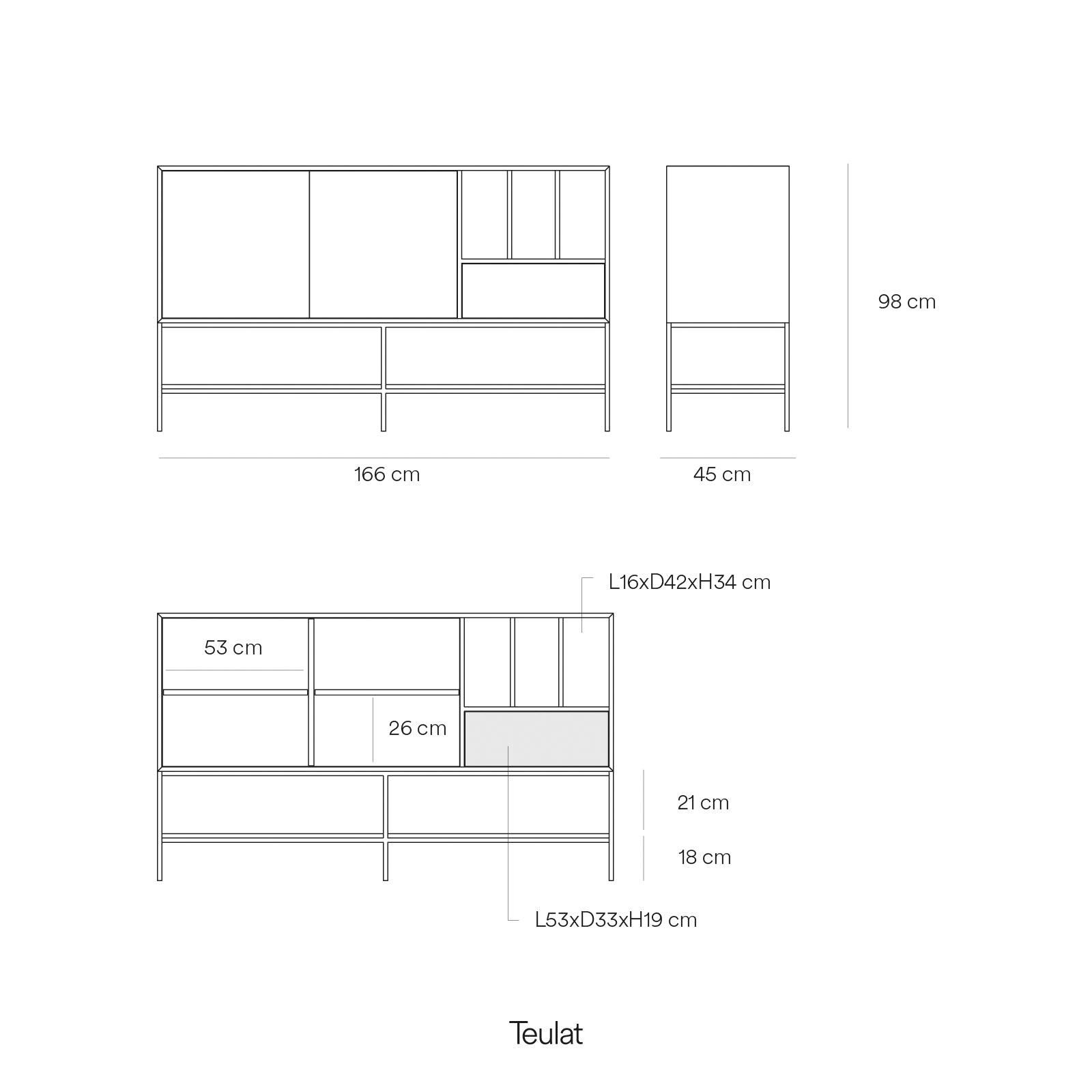 Sideboard Platt 2D1Dr3H 166Cm Clay