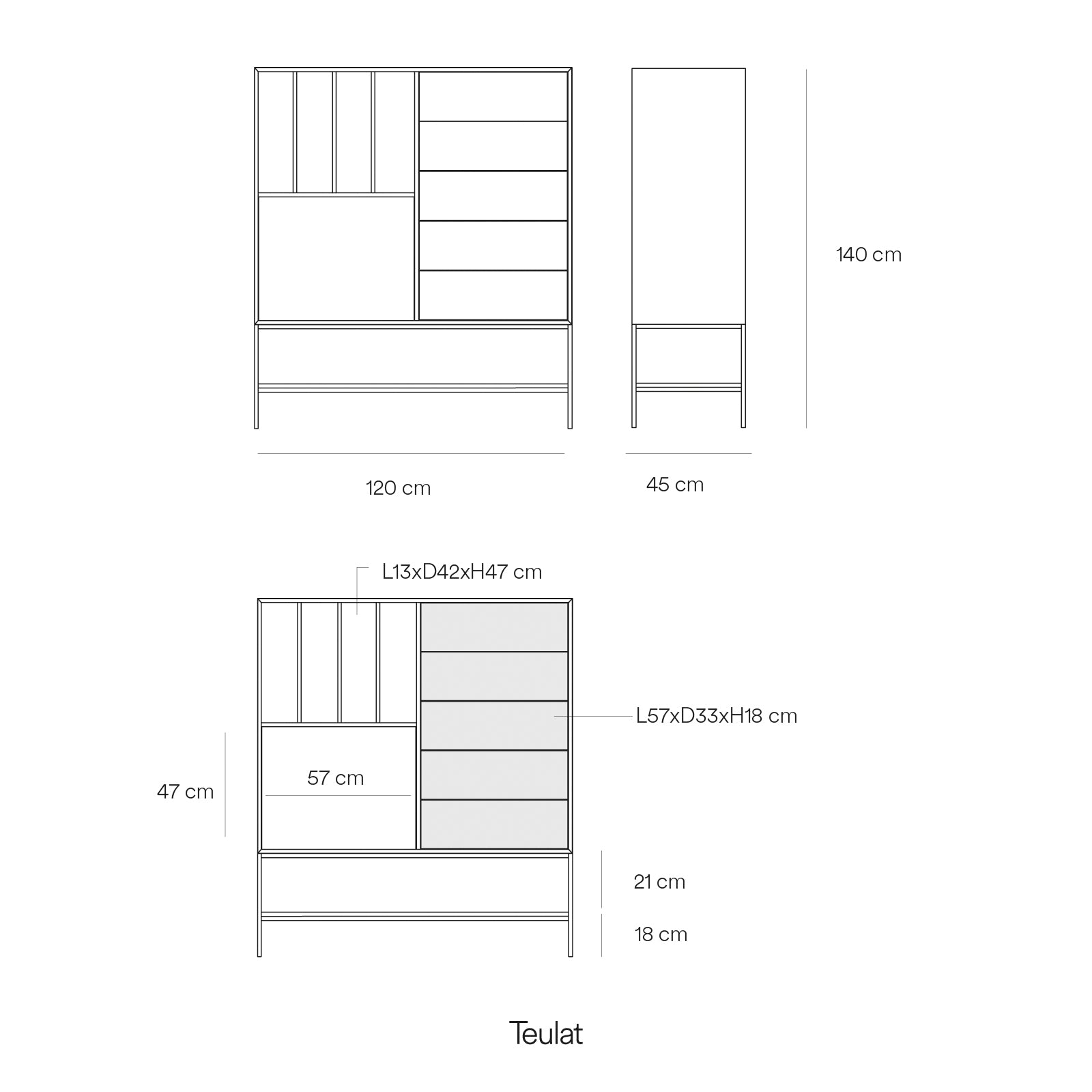 Occasional Cabinet Platt 2D4H5Dr 120Cm Sand