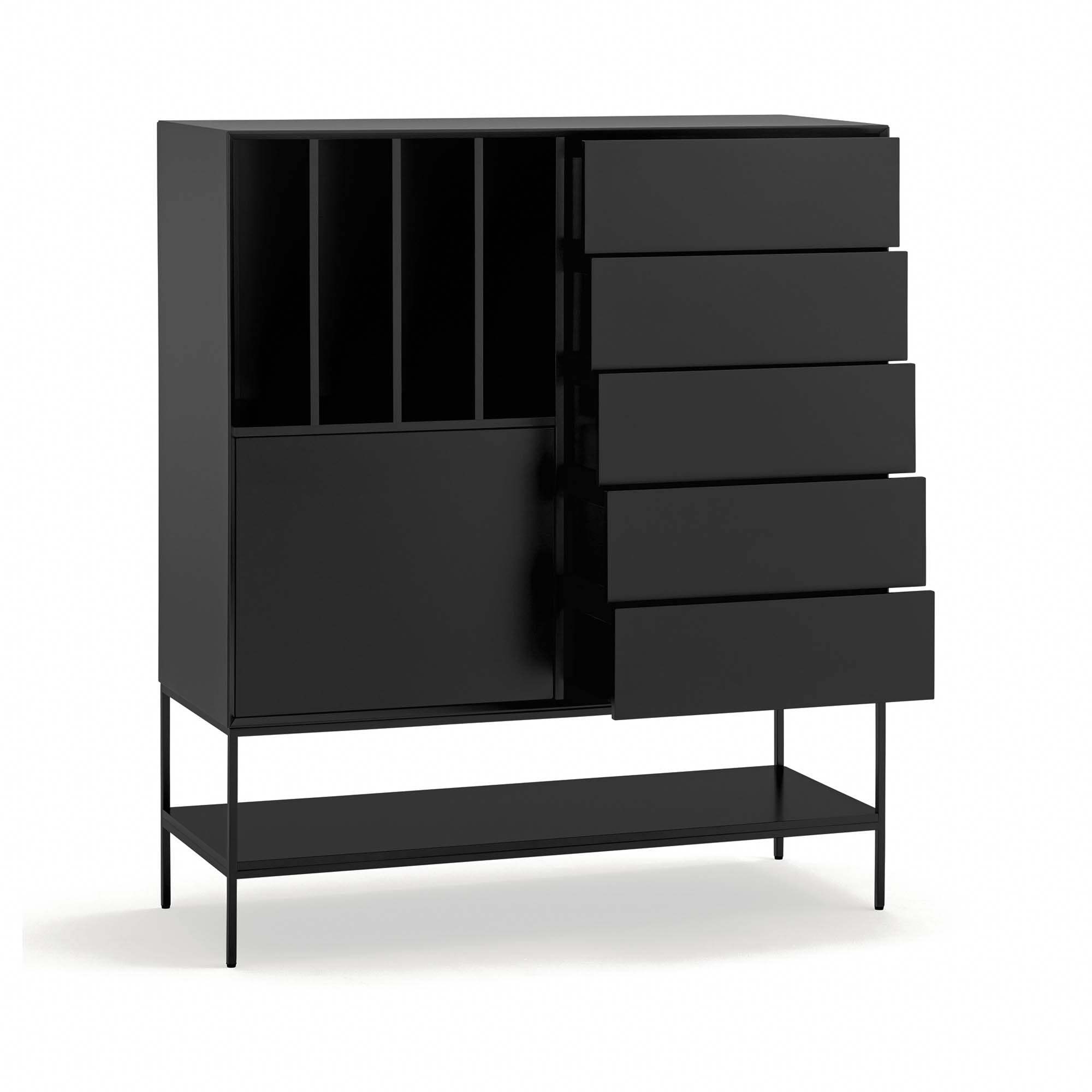Occasional Cabinet Platt 2D4H5Dr 120Cm Black