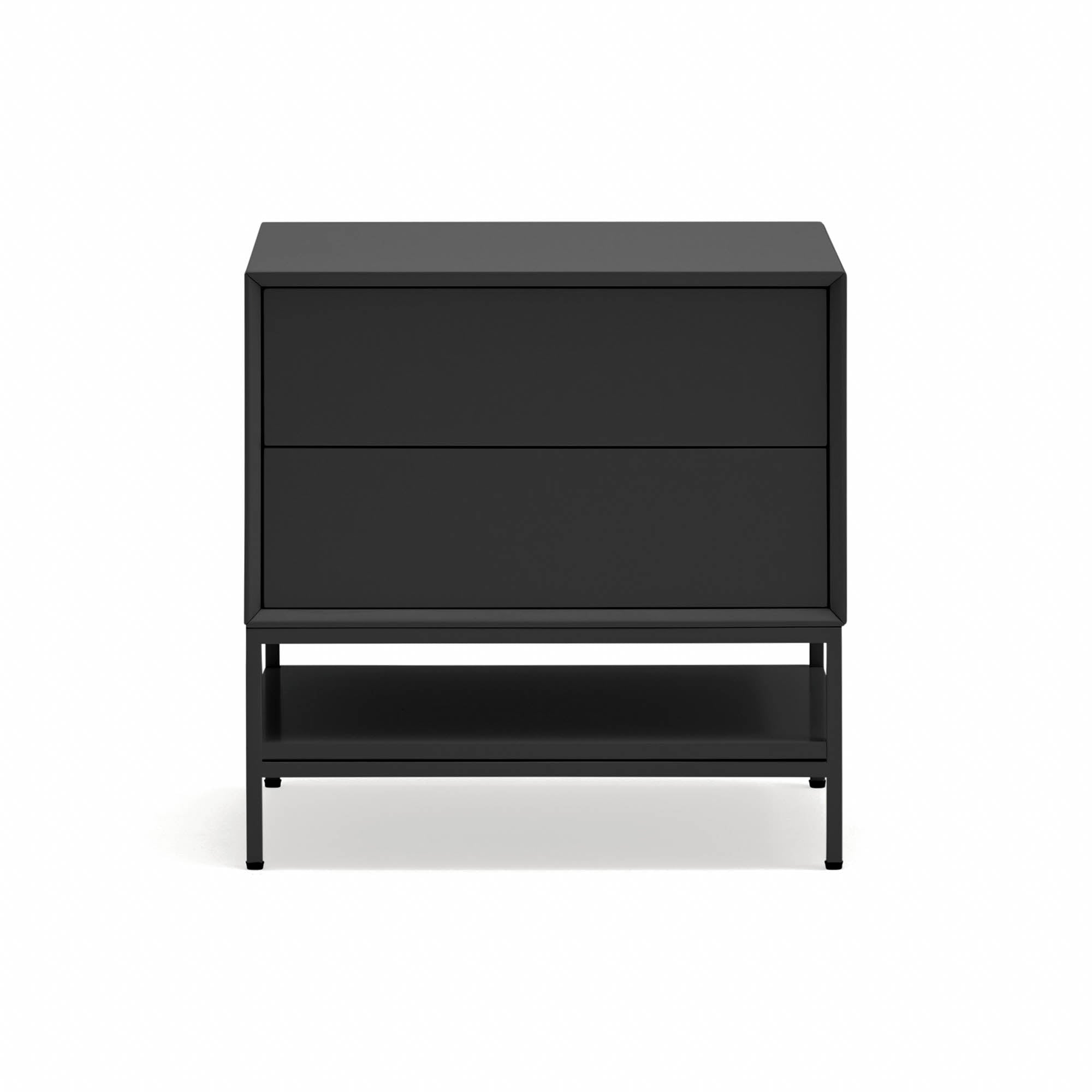 PLATT Bedside Table with 2 Drawers in Black by Teulat