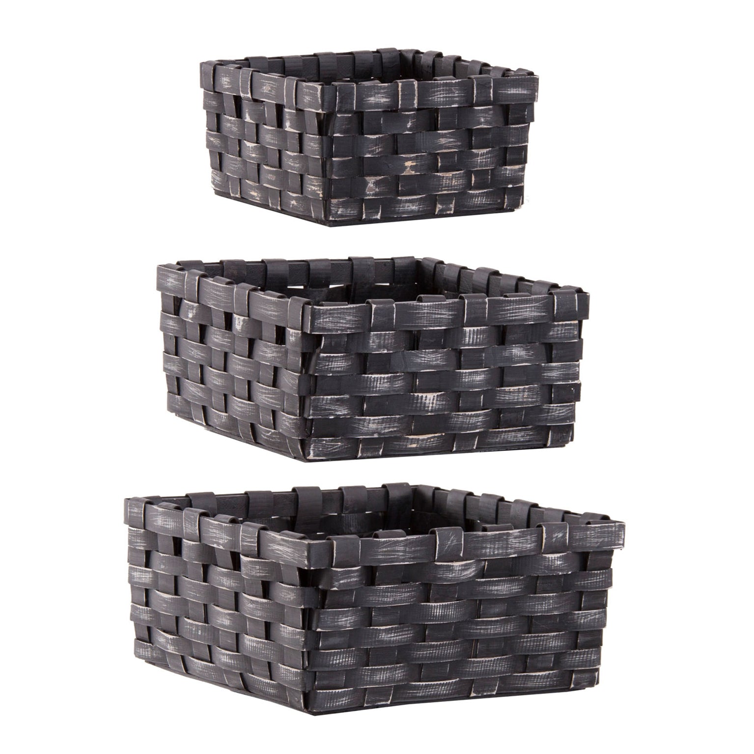 Provençal Black Wicker Basket Set - 3 Piece Storage Collection