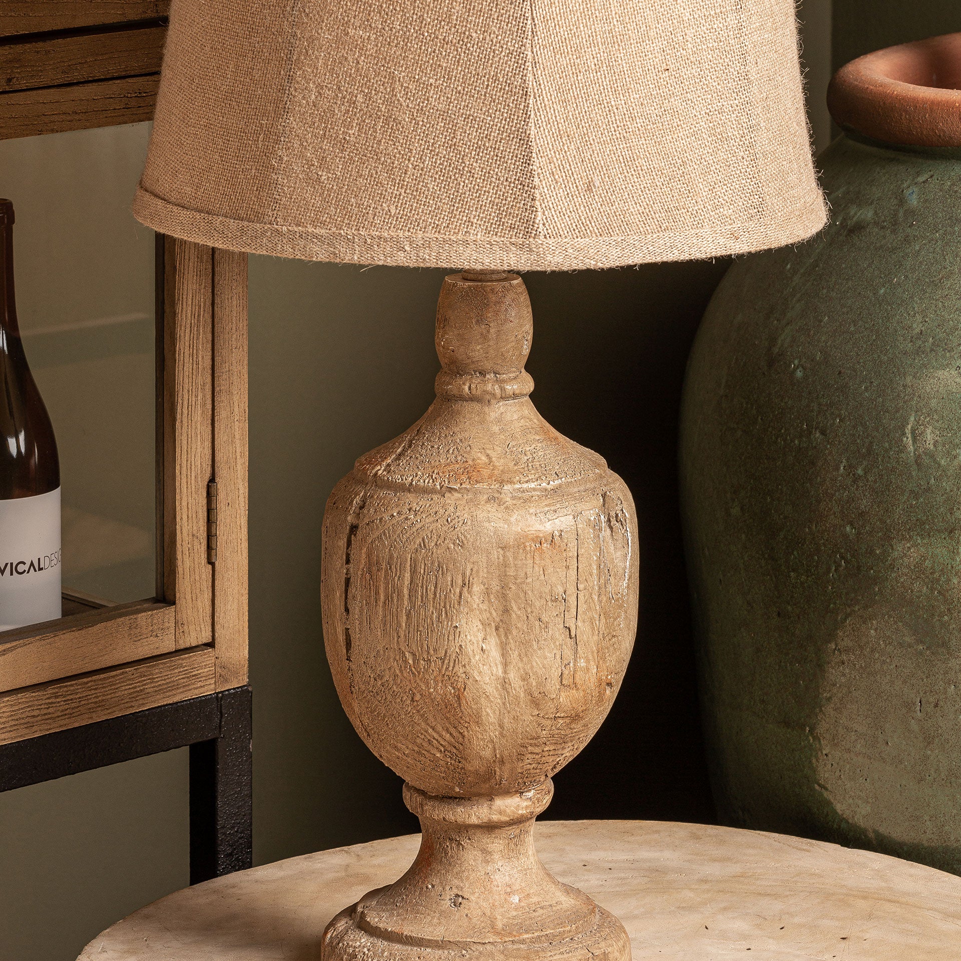 Provençal Table Lamp - Brown Resin with Natural Jute Shade