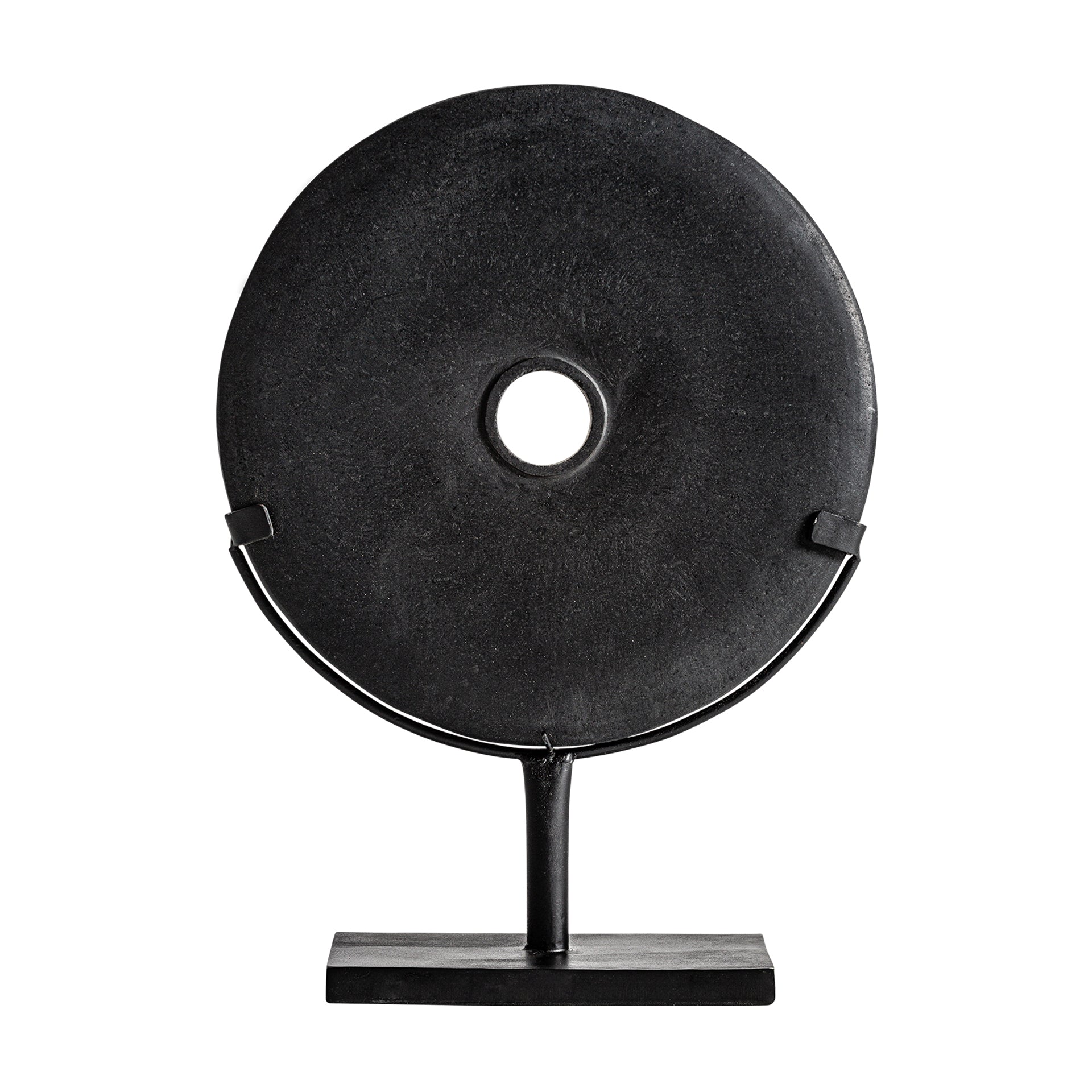 Nordic Stone Decorative Figure - Black Stone with Iron Accents