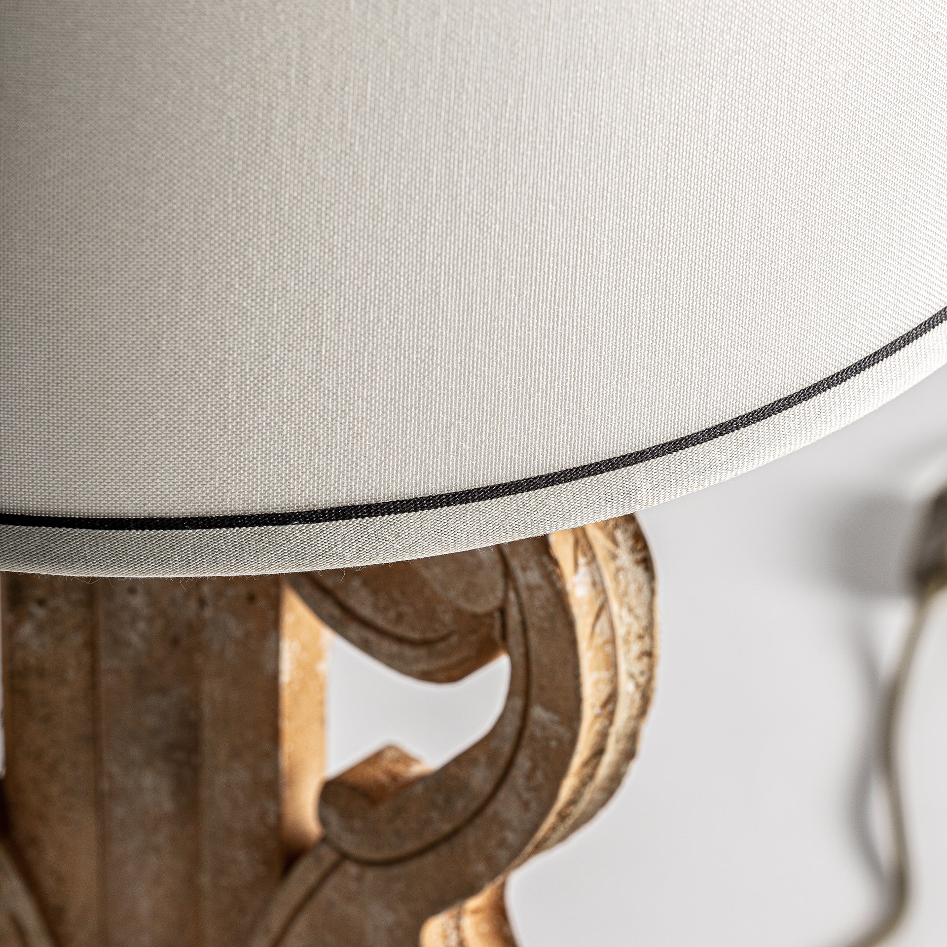 Art Deco Table Lamp - Eucalyptus Wood with Linen Shade