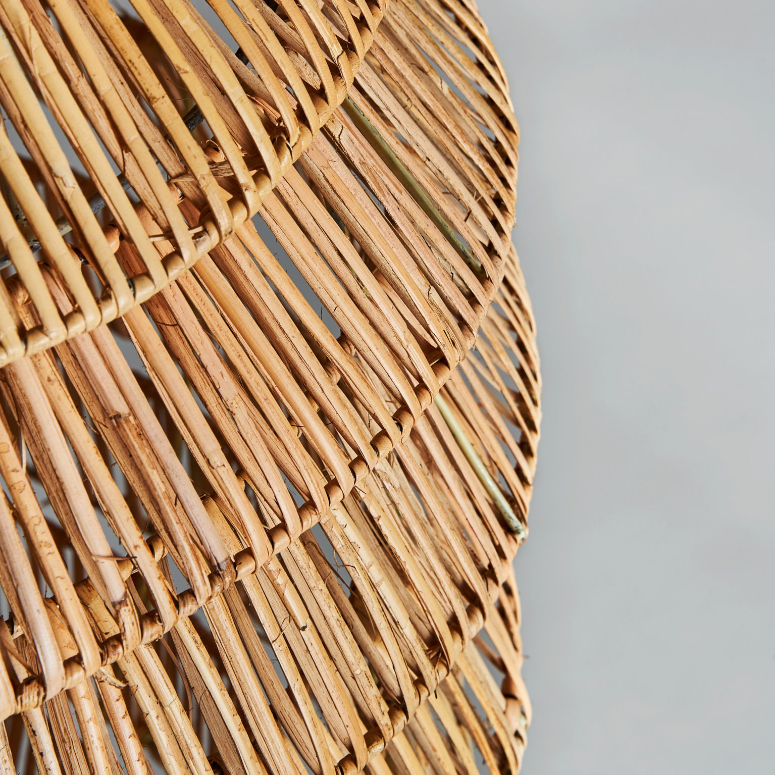 Ethnic Ceiling Lamp - Brown Rattan with Iron Accents