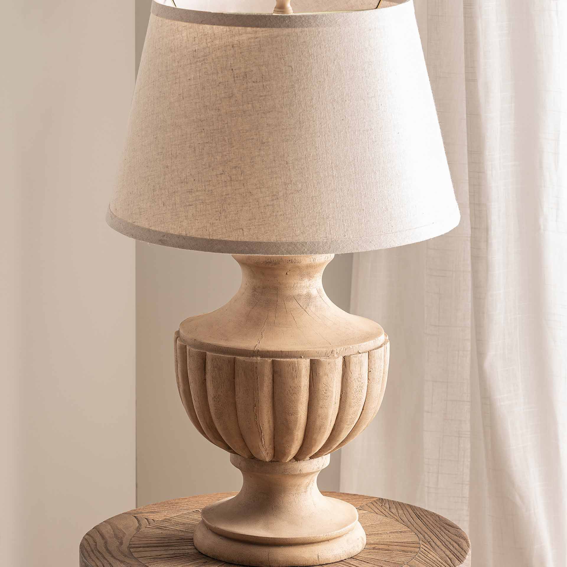 Provençal Table Lamp - Brown Resin with Linen Shade