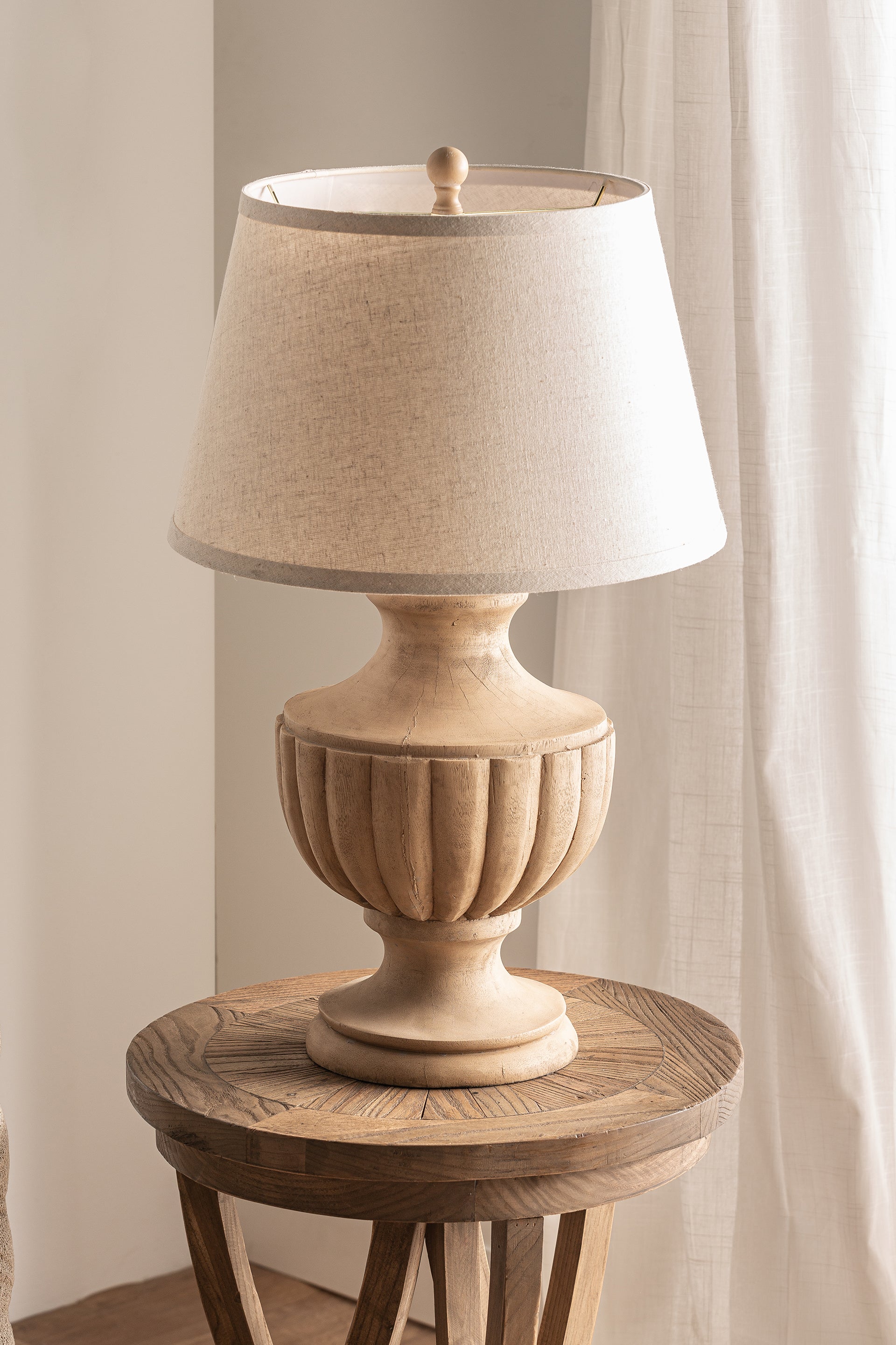 Provençal Table Lamp - Brown Resin with Linen Shade