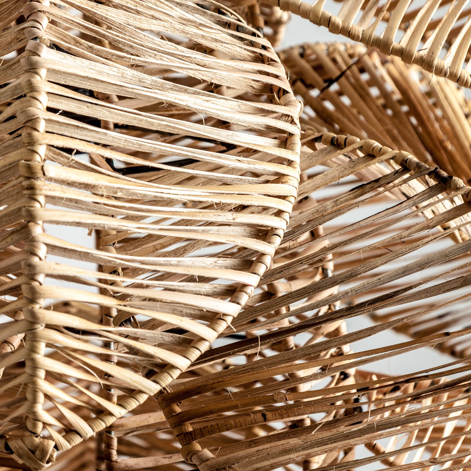 Contemporary Rattan Ceiling Lamp - Brown Natural Fiber & Iron