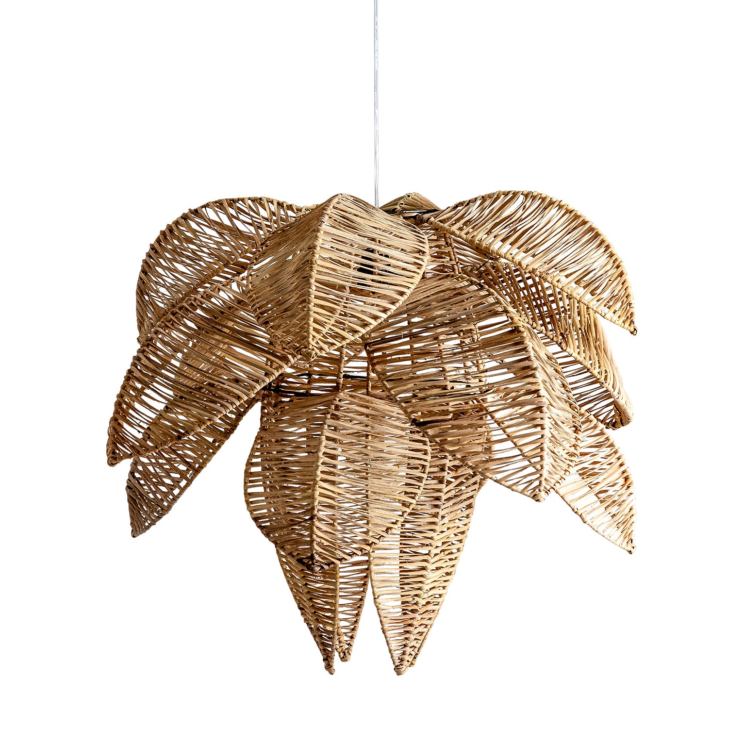 Contemporary Rattan Ceiling Lamp - Brown Natural Fiber & Iron