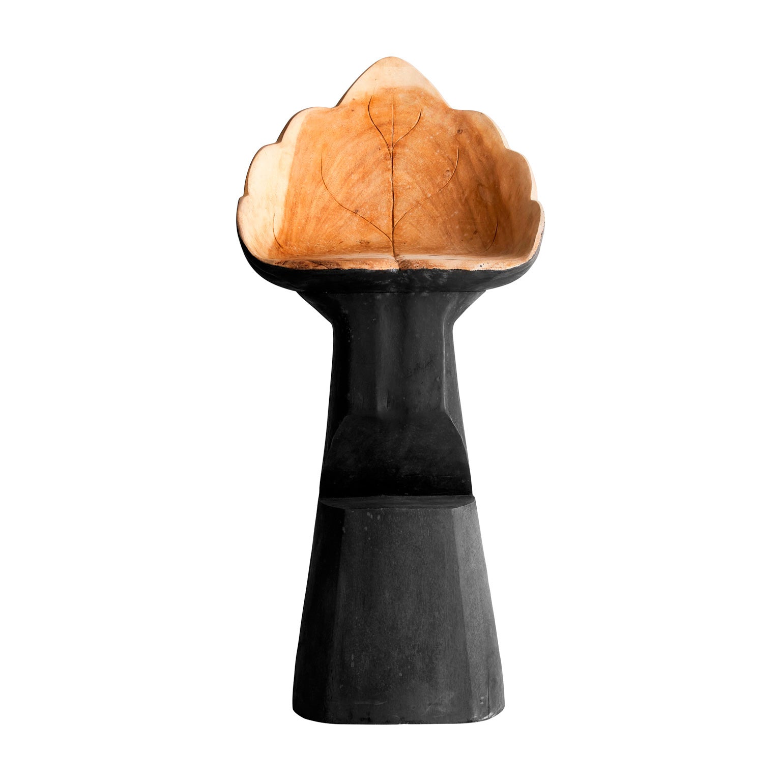 Hoja Black Suar Wood Stool - Ethnic Style Distressed Finish