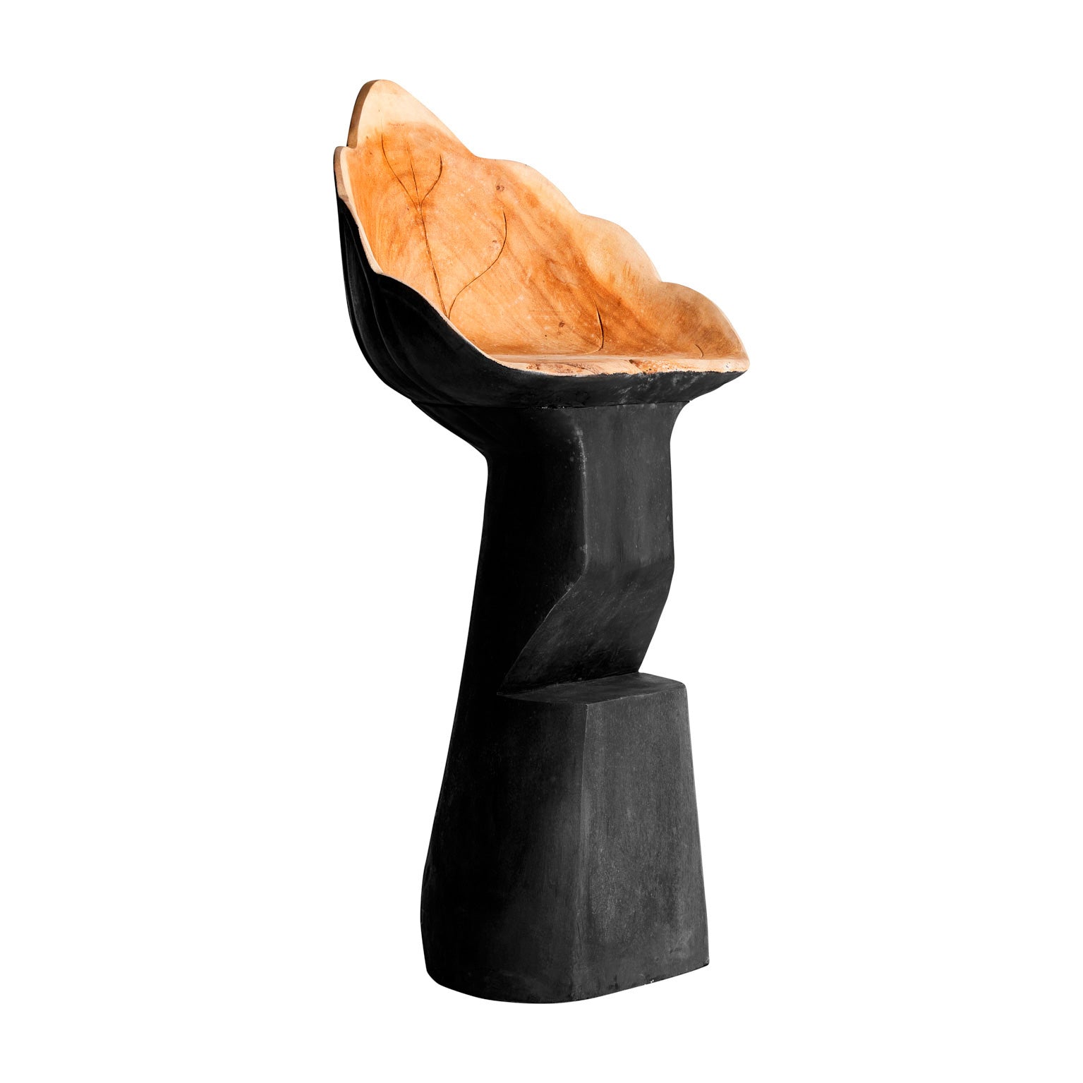 Hoja Black Suar Wood Stool - Ethnic Style Distressed Finish