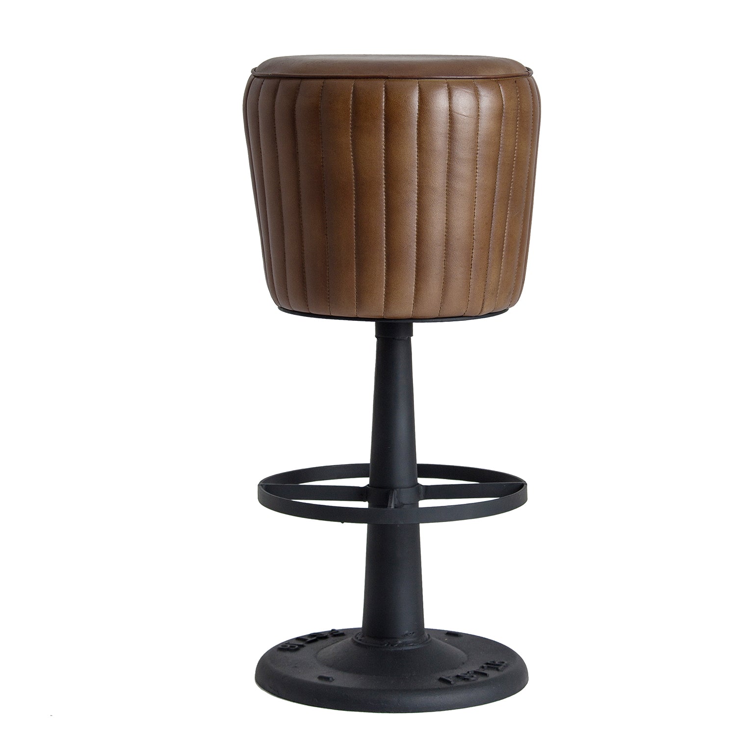 Seney Vintage Industrial Bar Stool - Brown Iron & Leather