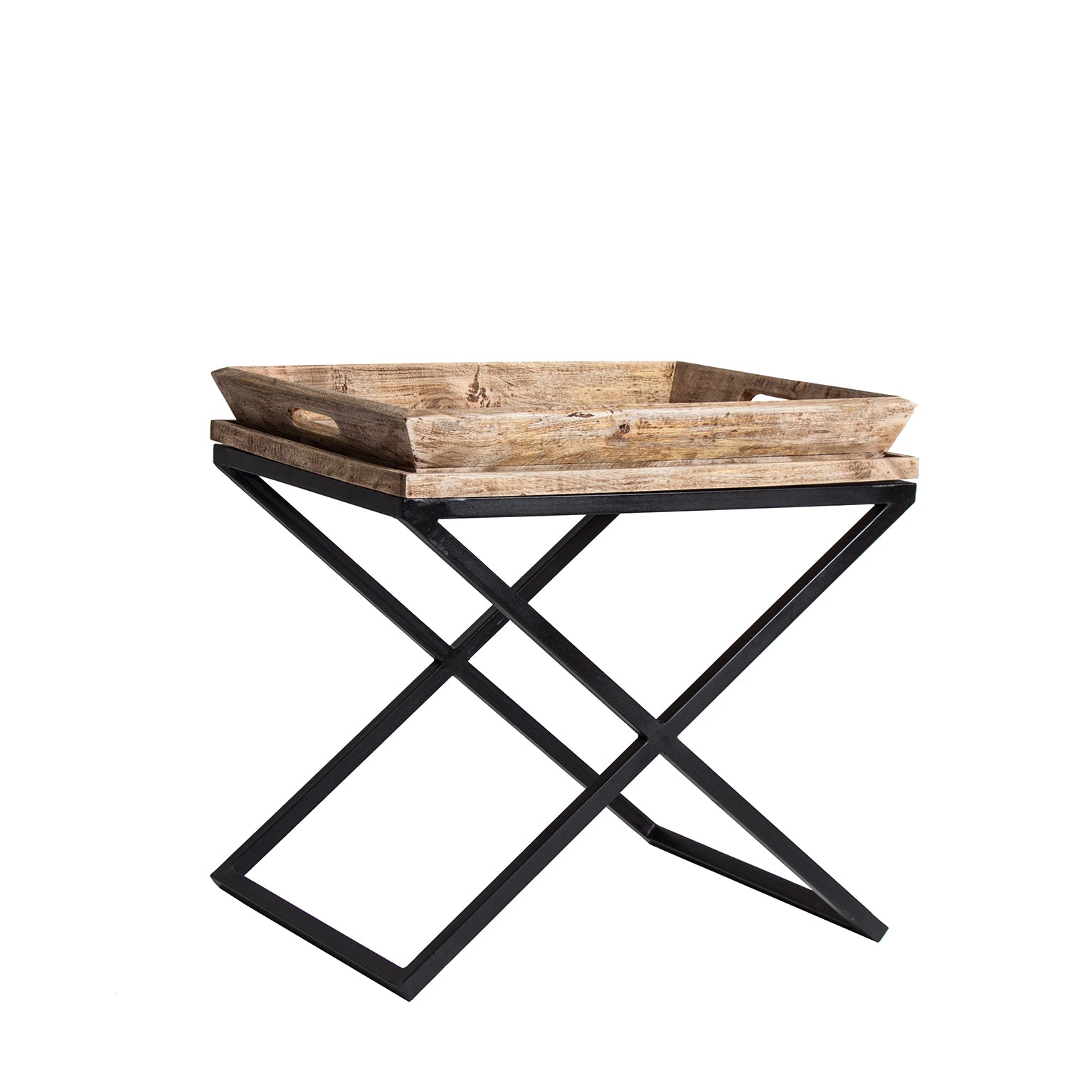 Newak Industrial Side Table - Black Mango Wood & Iron