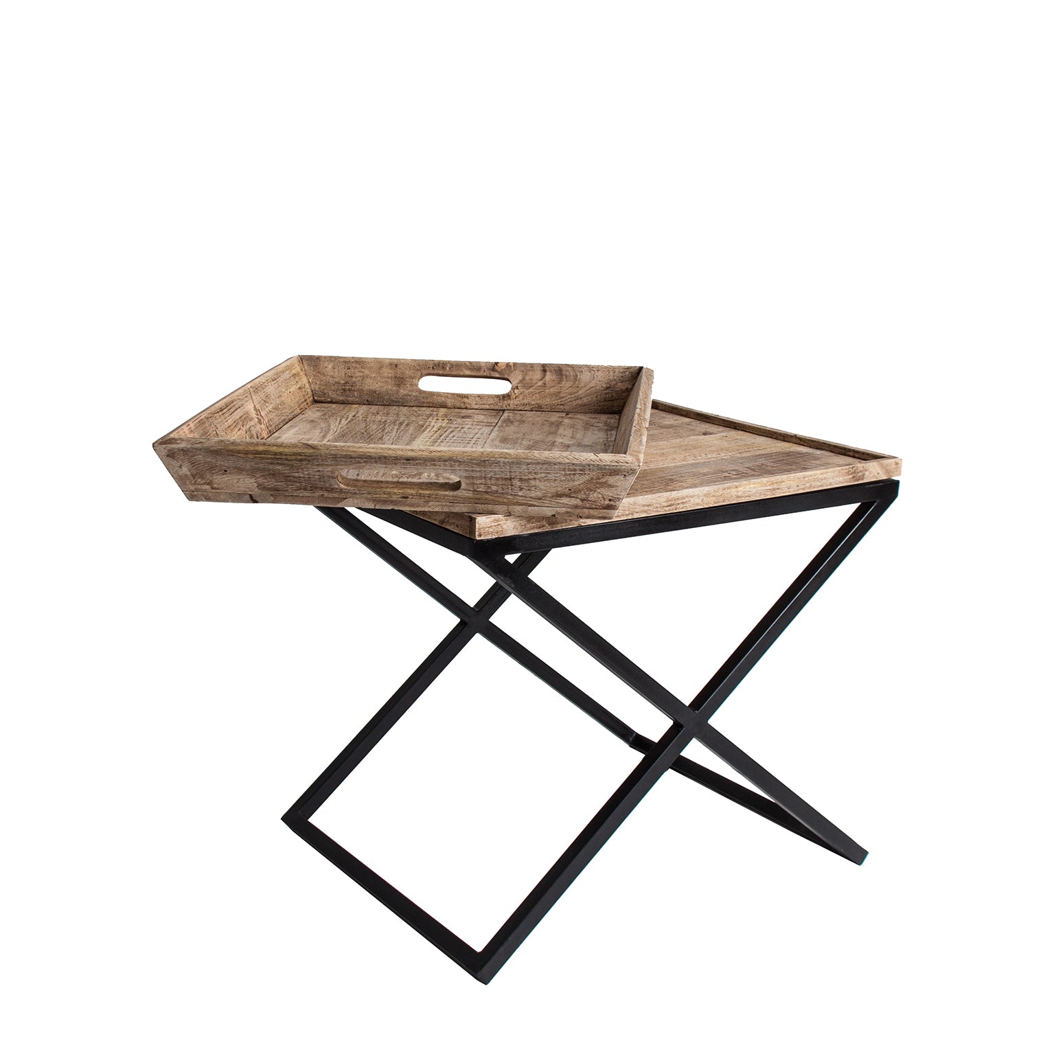Newak Industrial Side Table - Black Mango Wood & Iron