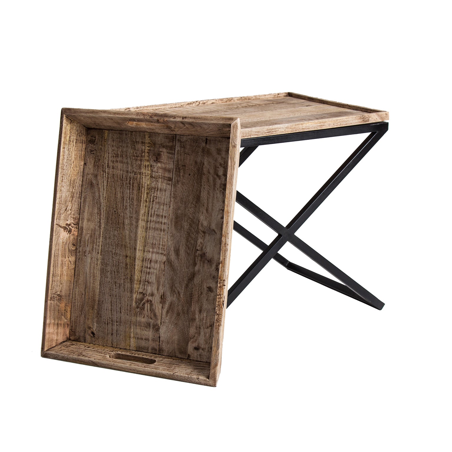Newak Industrial Side Table - Black Mango Wood & Iron