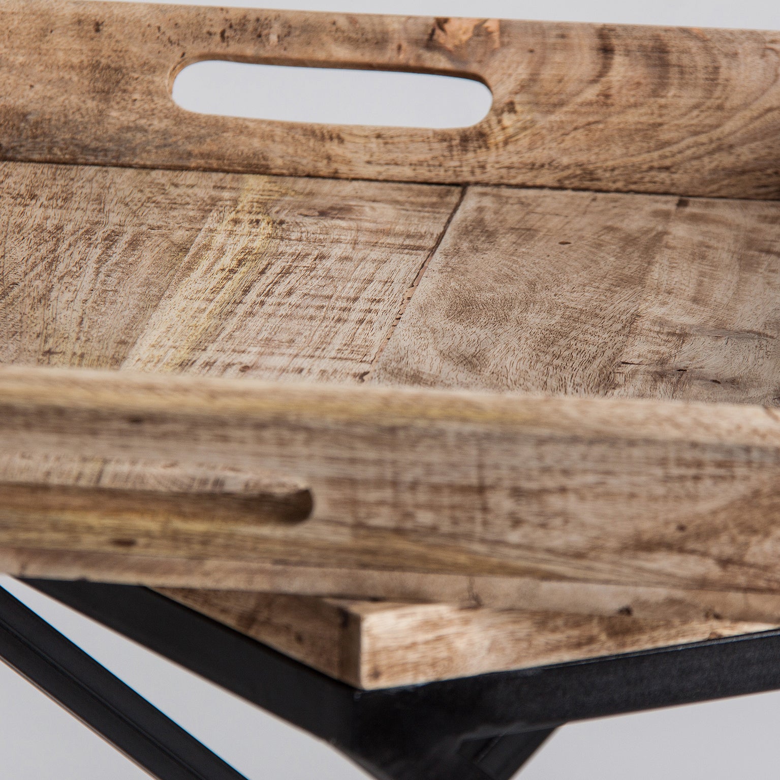 Newak Industrial Side Table - Black Mango Wood & Iron