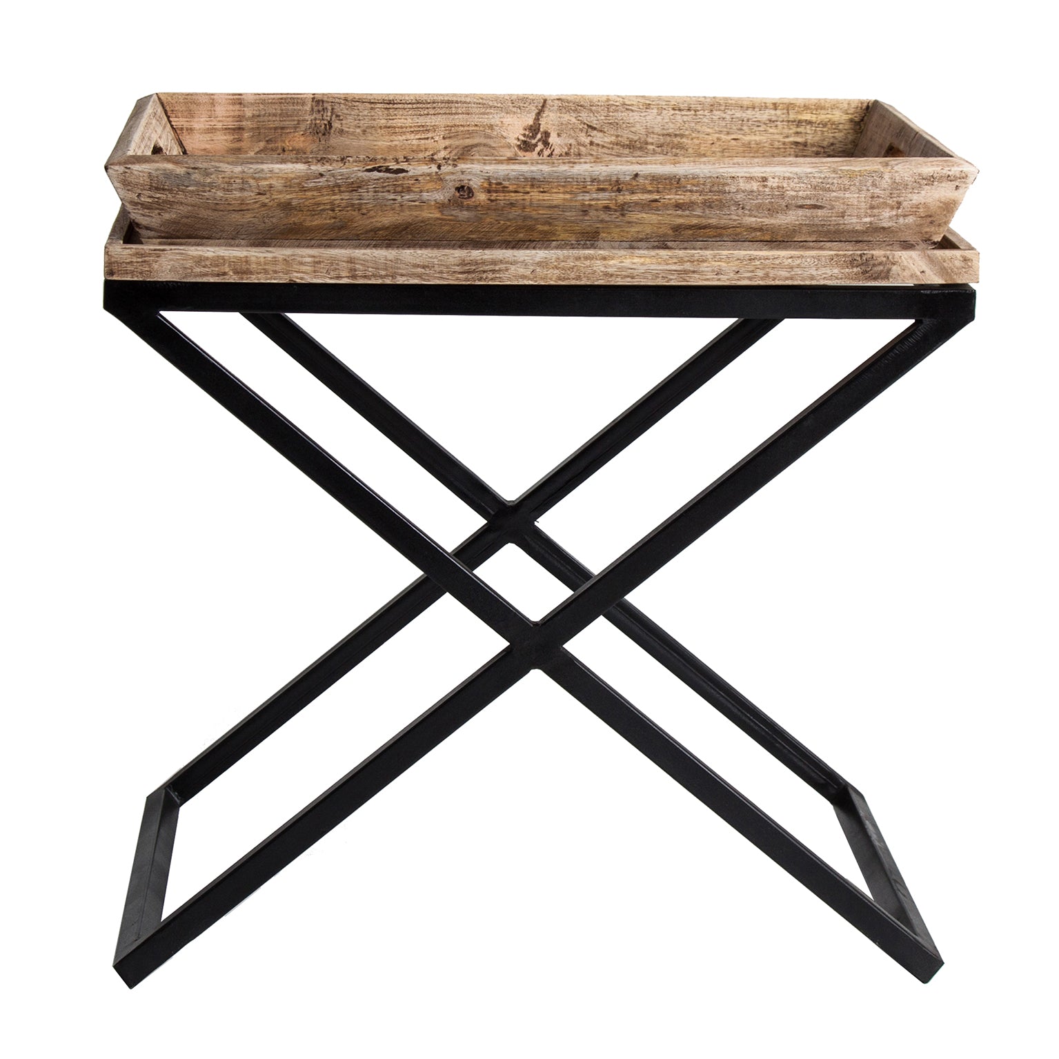 Newak Industrial Side Table - Black Mango Wood & Iron
