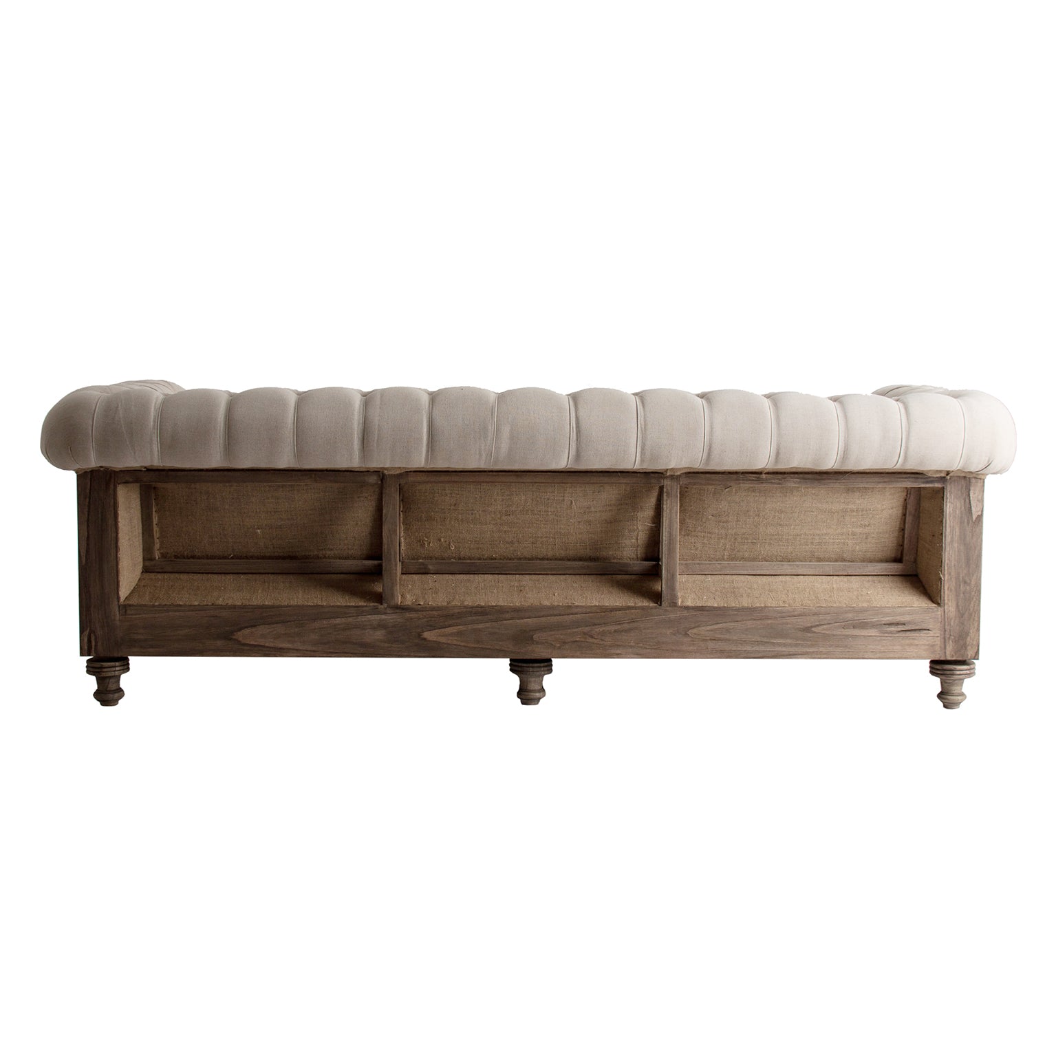 Gore Vintage Tropical Wood Sofa - Beige Polyester Upholstery