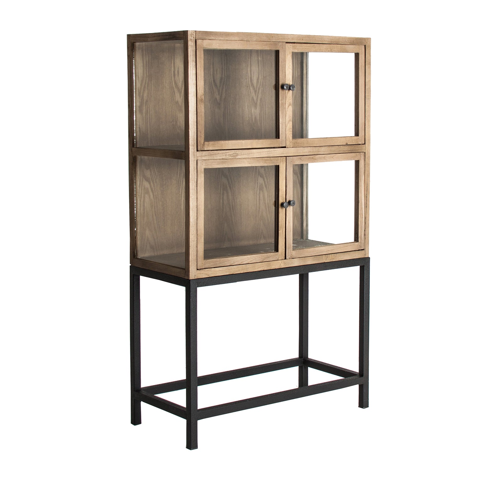 Bern Modular Display Cabinet - Elm Wood & Glass Storage