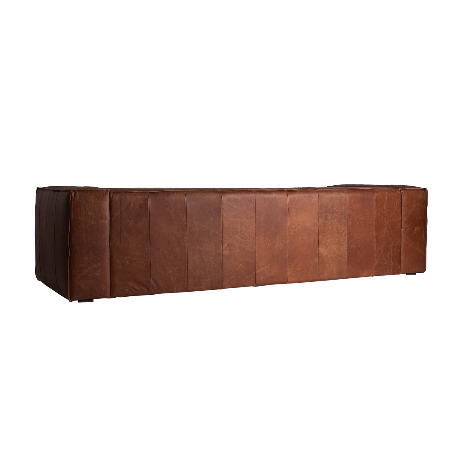 Vintage Brown Leather Sofa - Firwood Frame