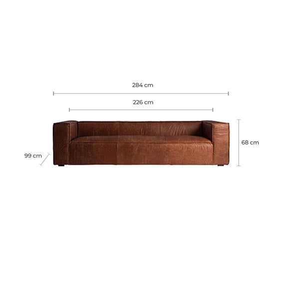 Vintage Brown Leather Sofa - Firwood Frame
