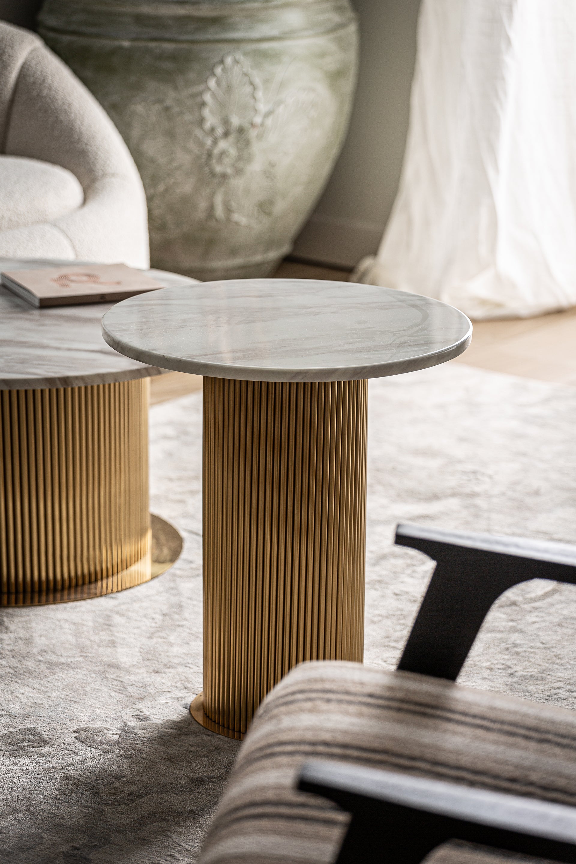 Coen Side Table – Contemporary Steel & Marble Accent