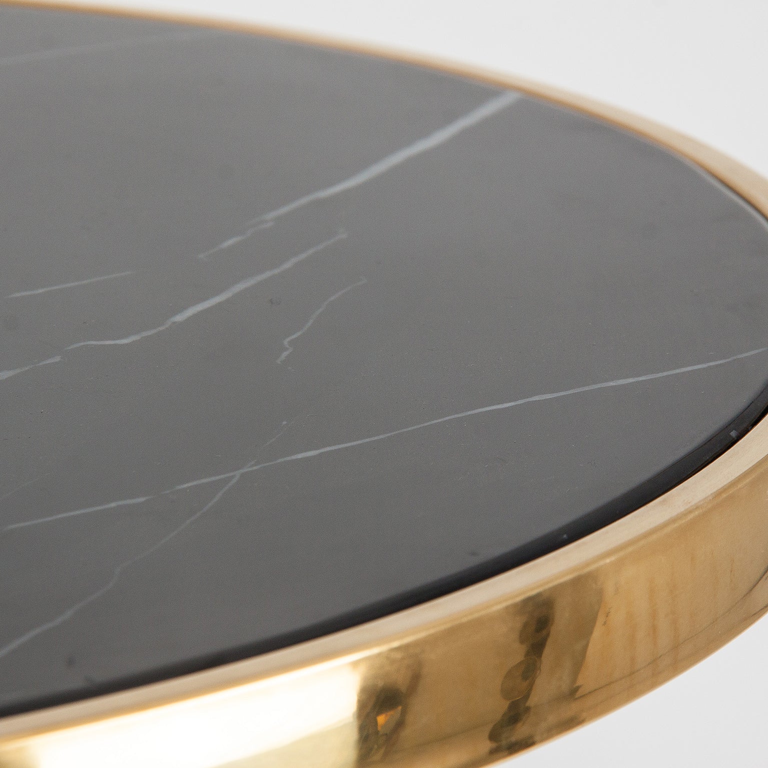 THAN Art Deco Bar Table - Black Iron & Gold Marble