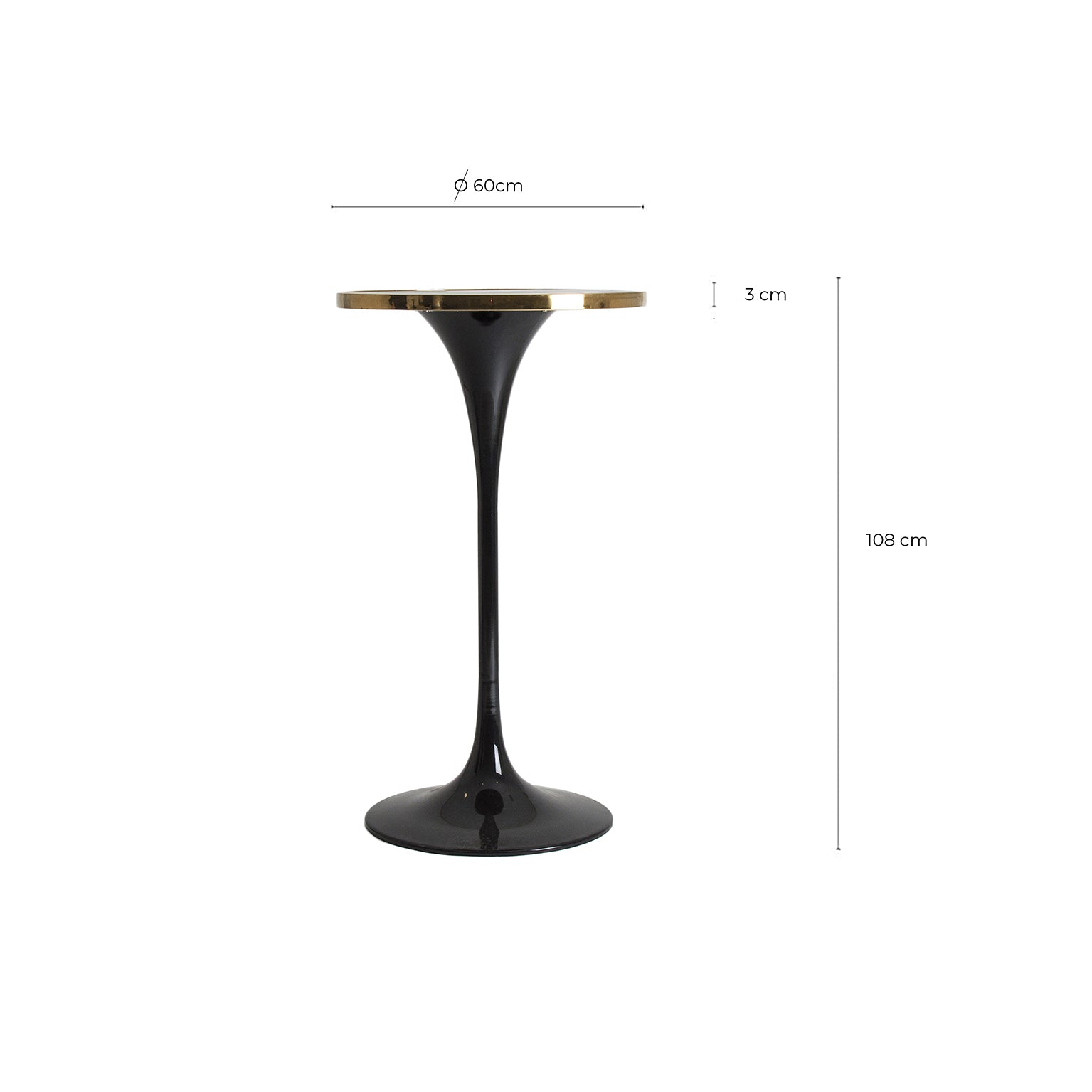 THAN Art Deco Bar Table - Black Iron & Gold Marble
