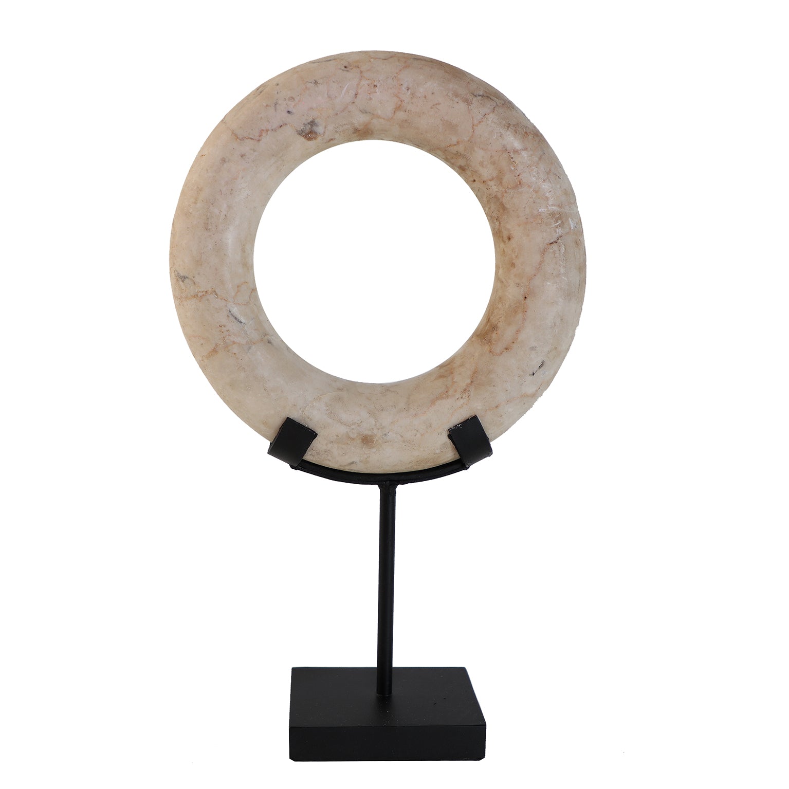 Nordic Marble Decorative Figure - Off-White Stone & Iron