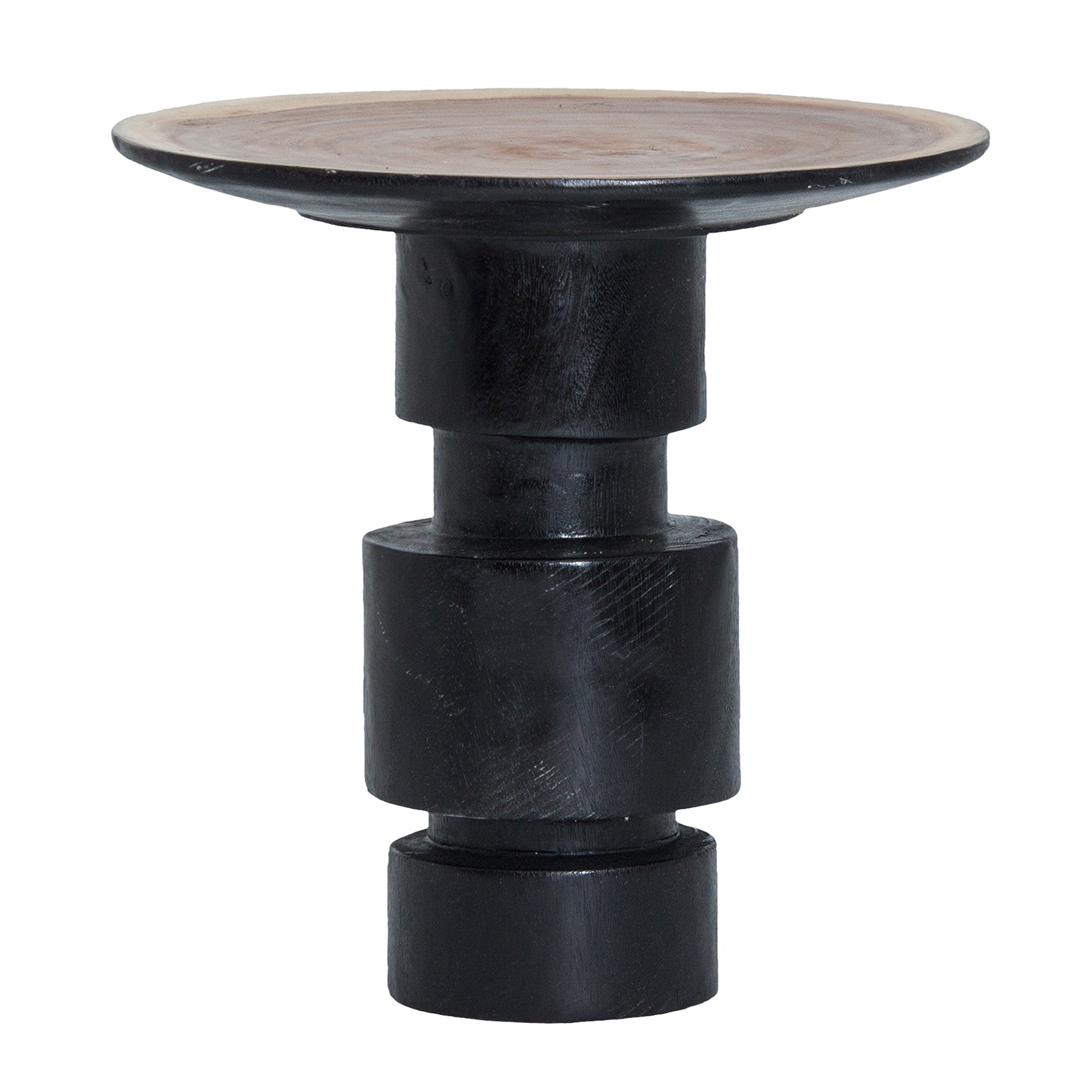 Sauris Rustic Side Table - Black Tropical Wood Accent Table