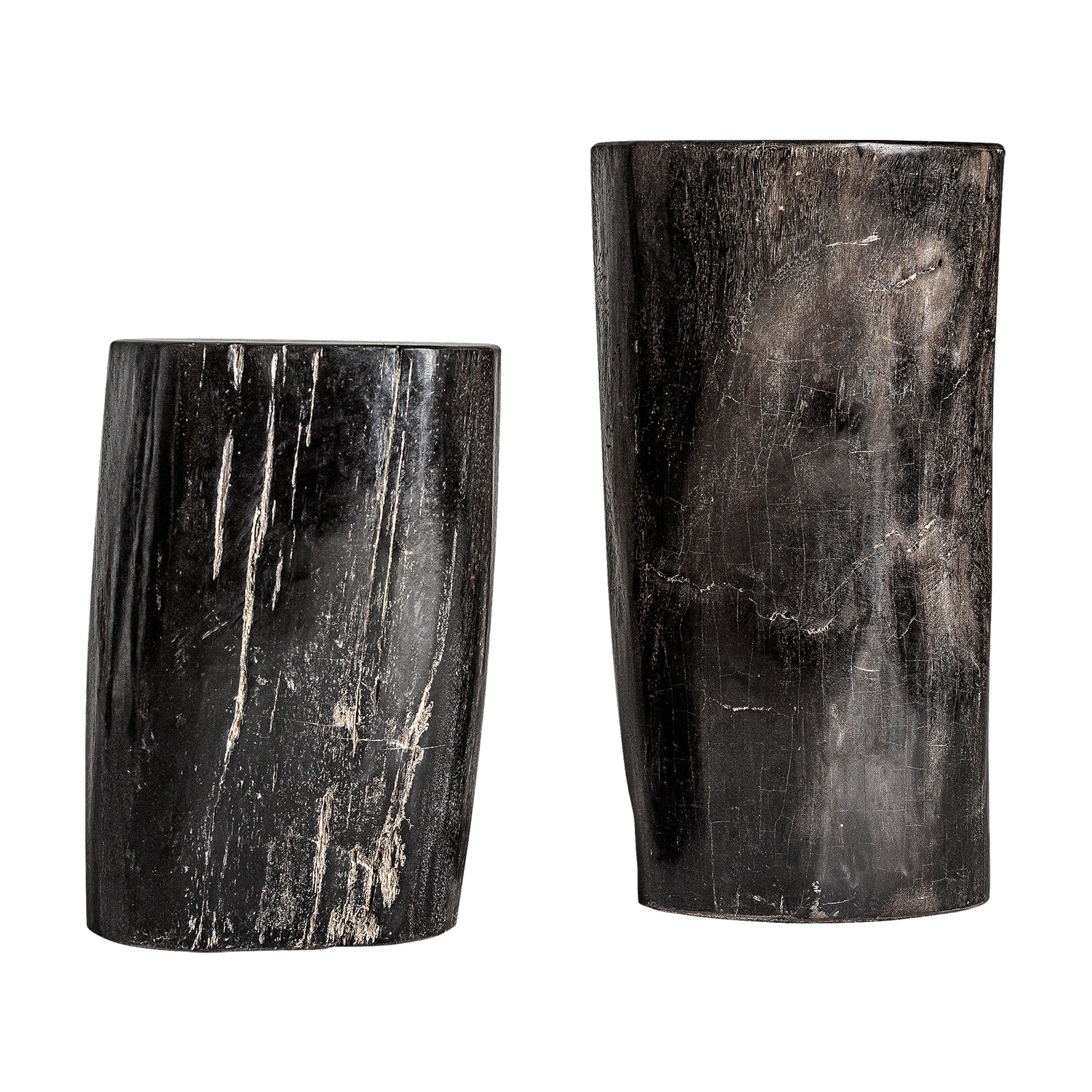 Telti Ethnic Side Table - Brown Petrified Wood Distressed