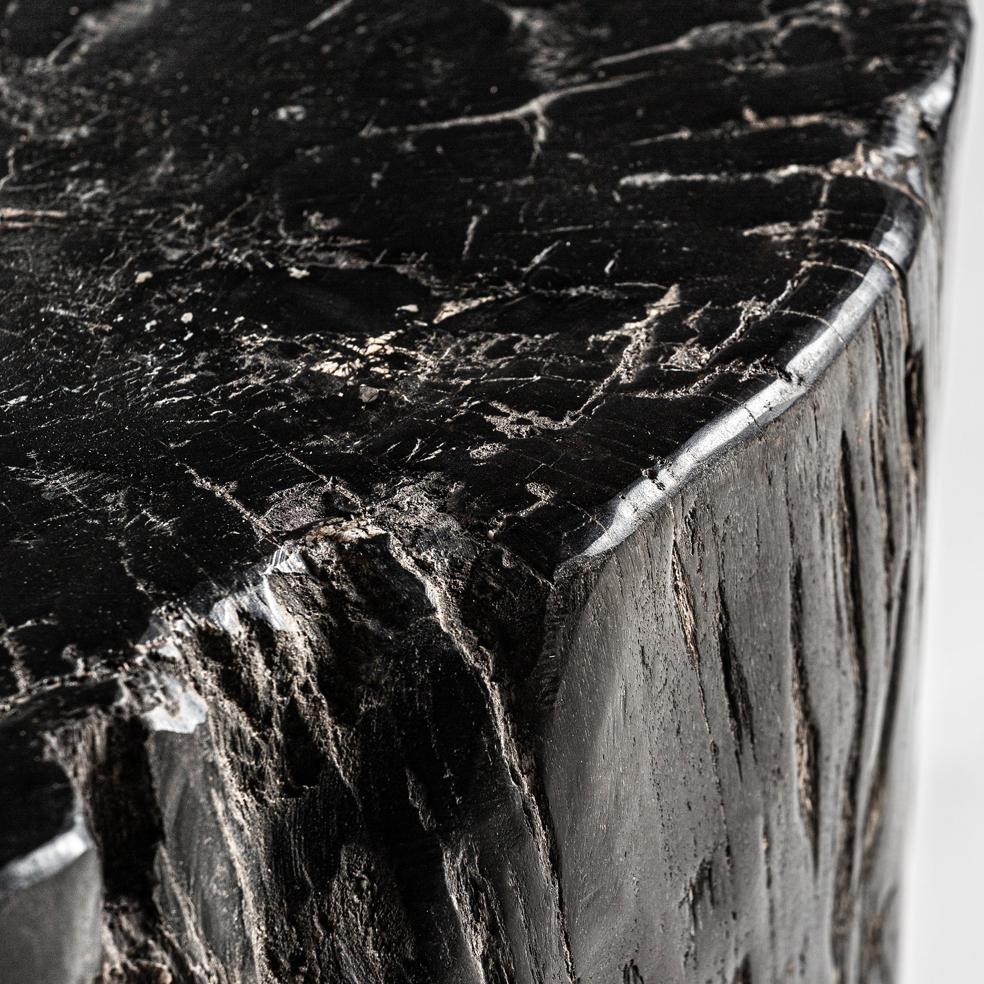 Telti Ethnic Side Table - Brown Petrified Wood Distressed