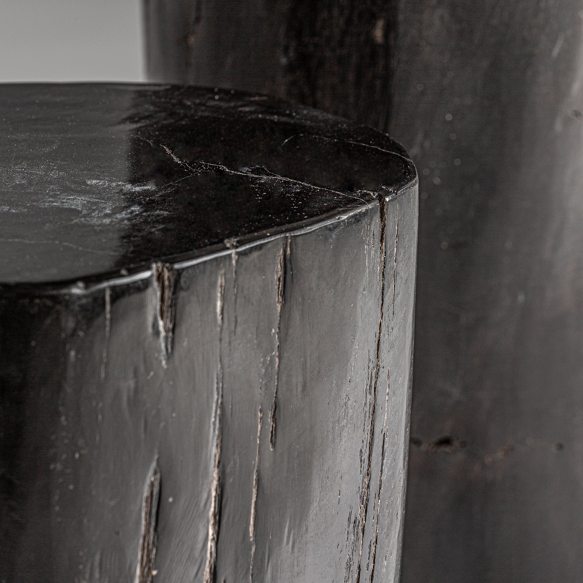 Telti Ethnic Side Table - Brown Petrified Wood Distressed
