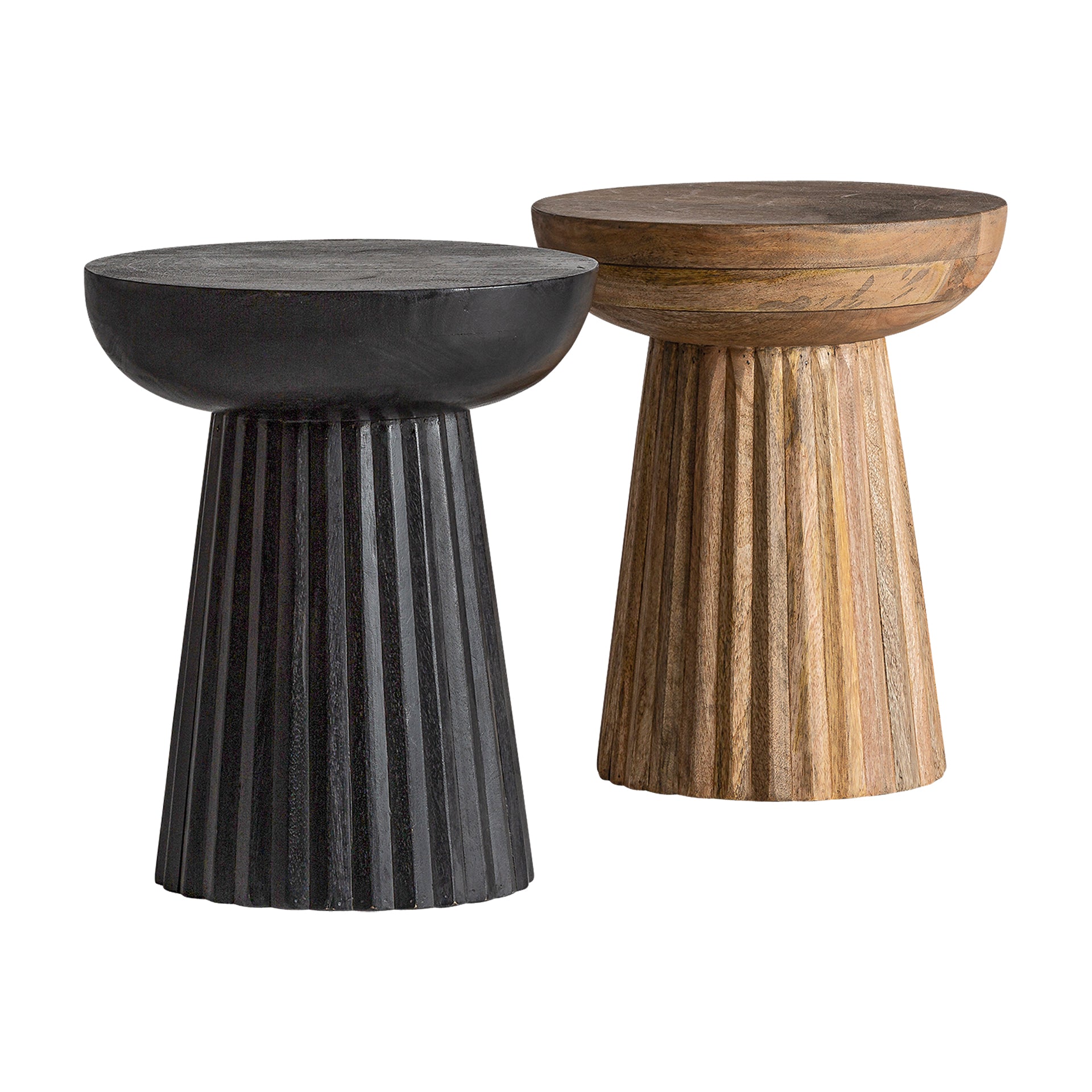 Plissé Wood Side Table - Art Deco Mango Wood