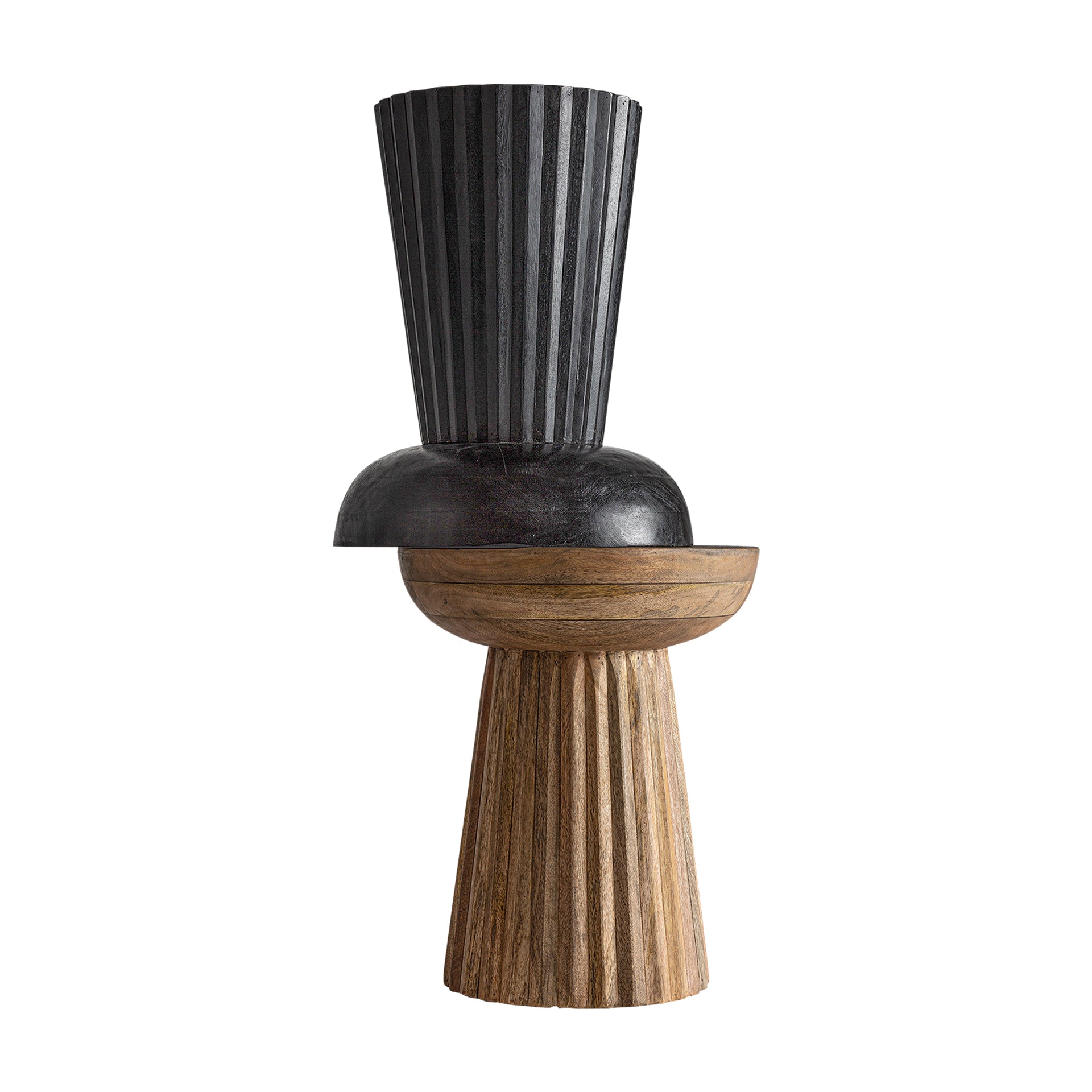 Plissé Wood Side Table - Art Deco Mango Wood