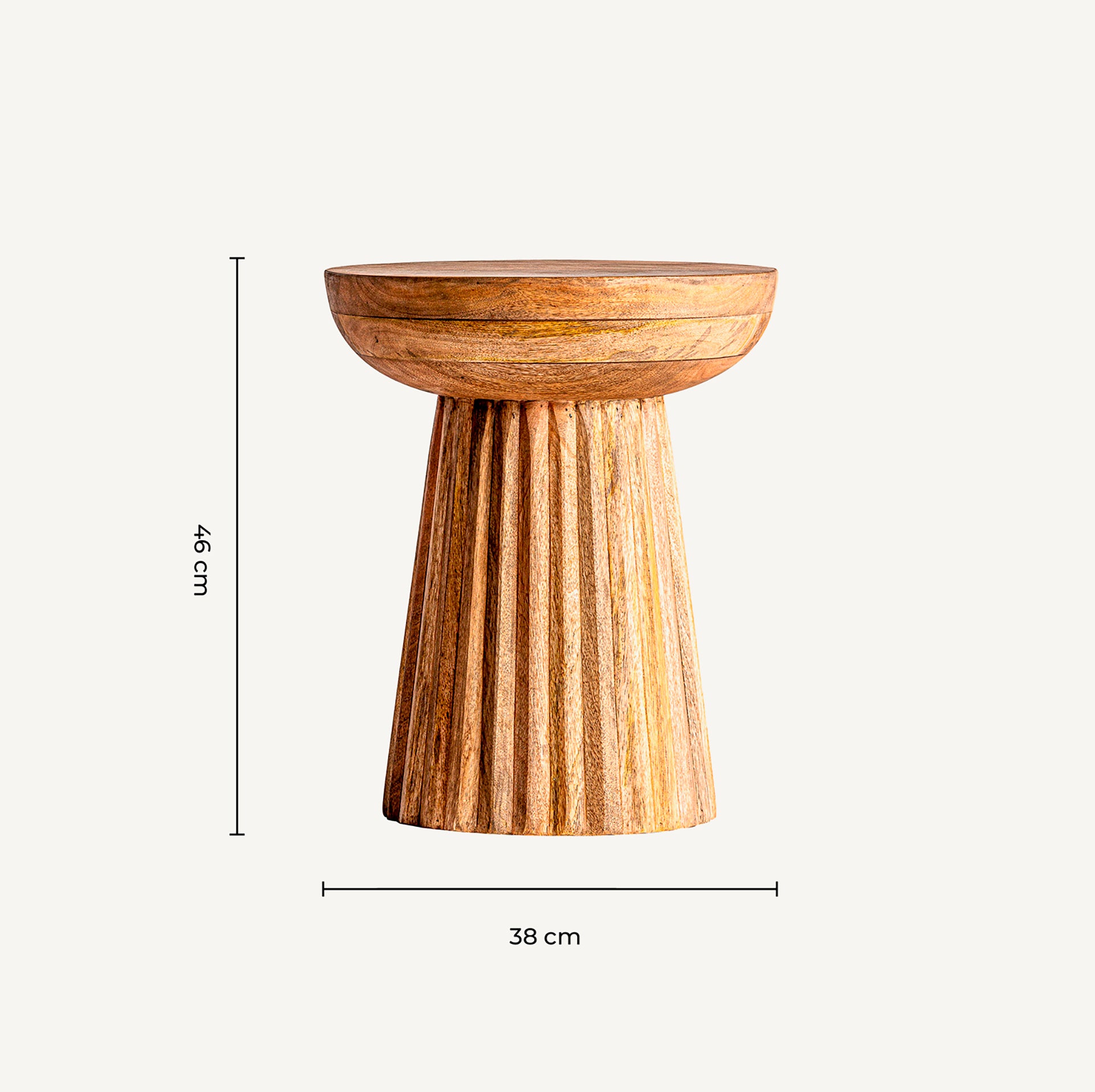 Plissé Wood Side Table - Art Deco Mango Wood