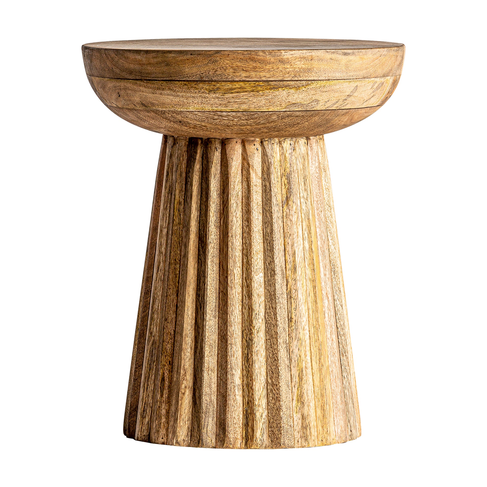 Plissé Wood Side Table - Art Deco Mango Wood