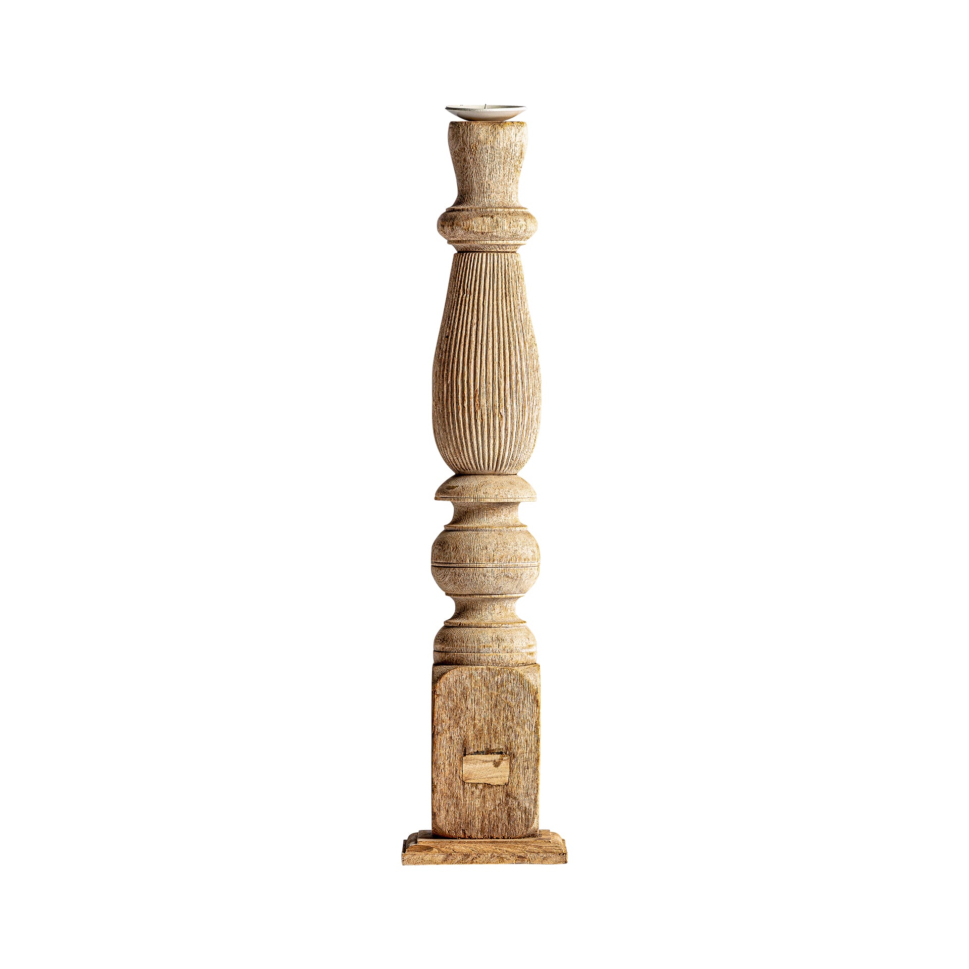 LJUSEN Carved Teak Candle Holder