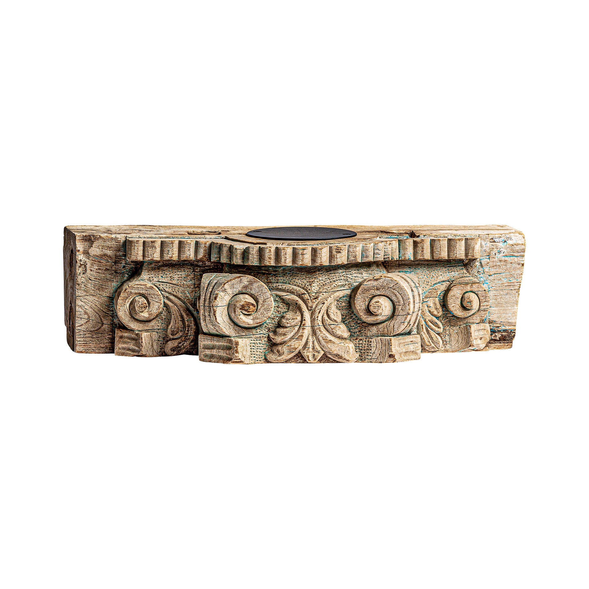 Dhobley Teak Wood Candle Holder - Ethnic Carved Design