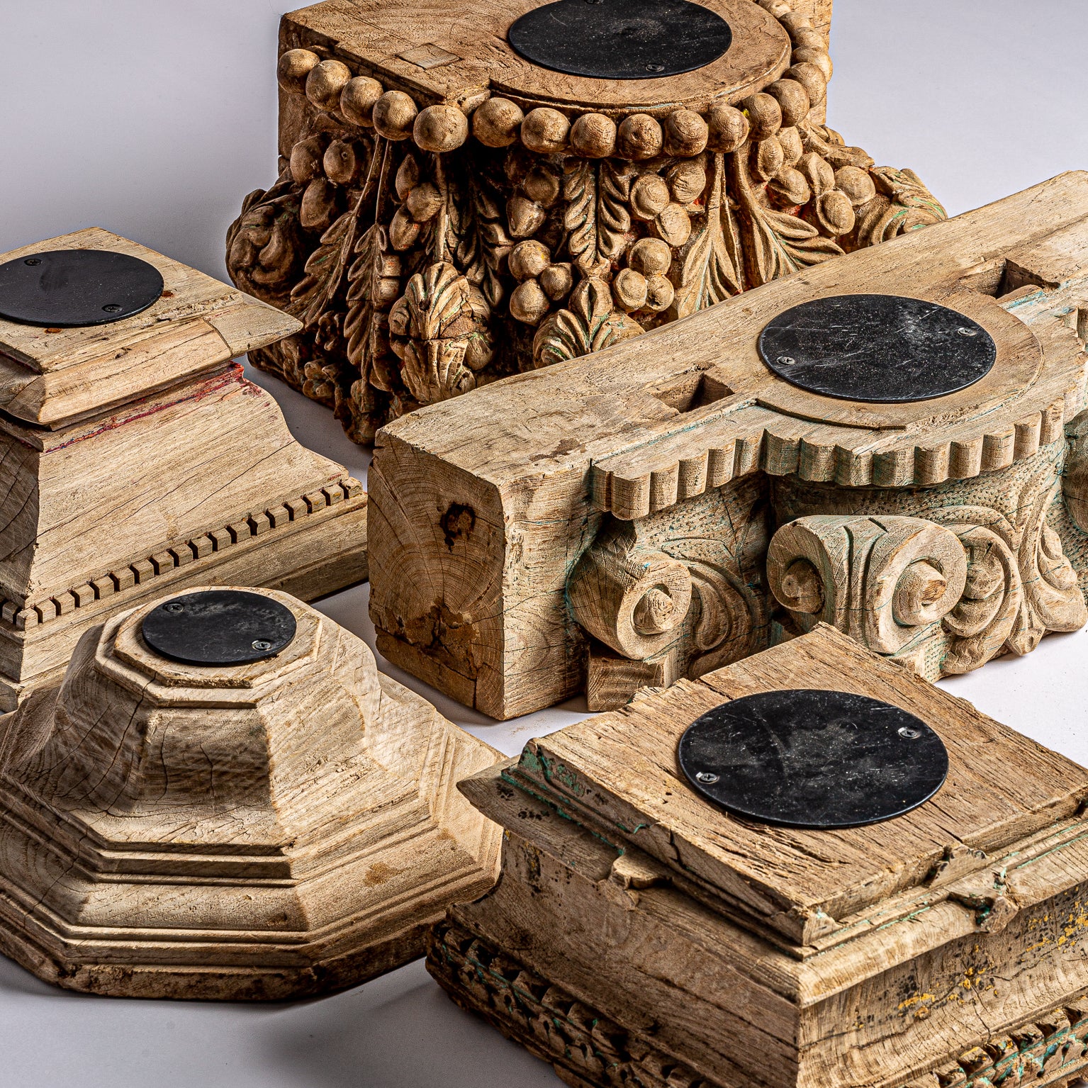 Dhobley Teak Wood Candle Holder - Ethnic Carved Design