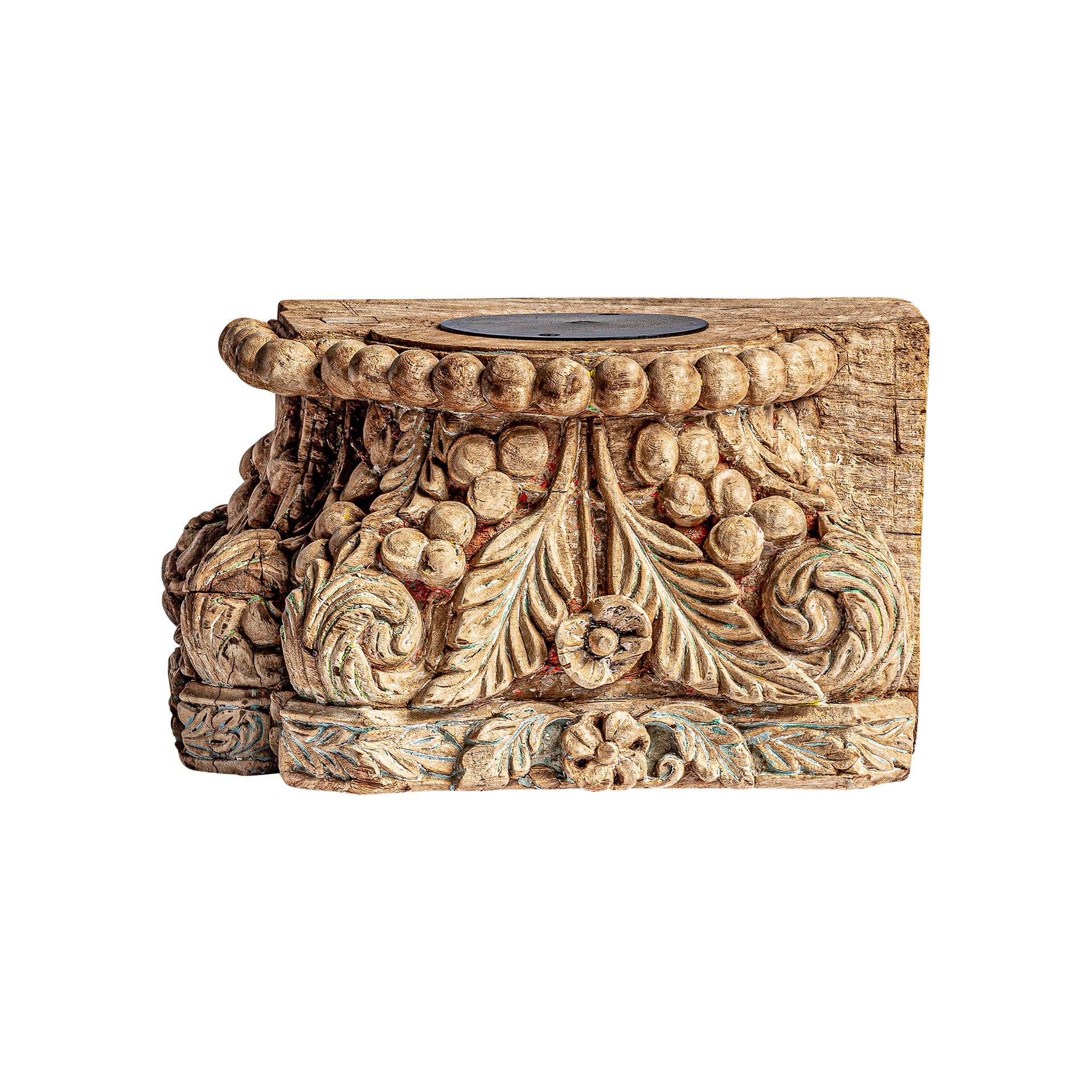 Dhobley Teak Wood Candle Holder - Ethnic Carved Design