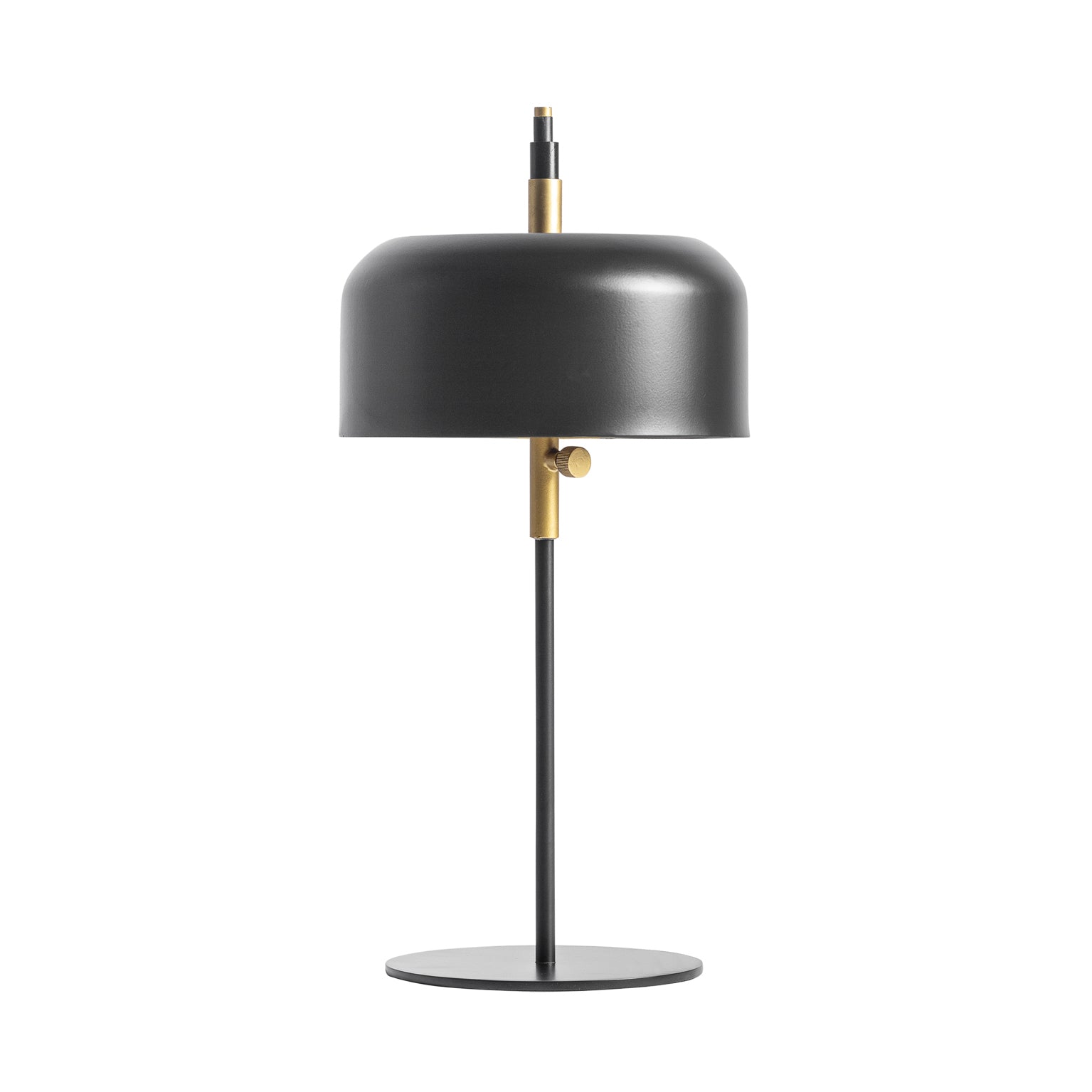 Art Deco Table Lamp — Black Iron & Gold Brass
