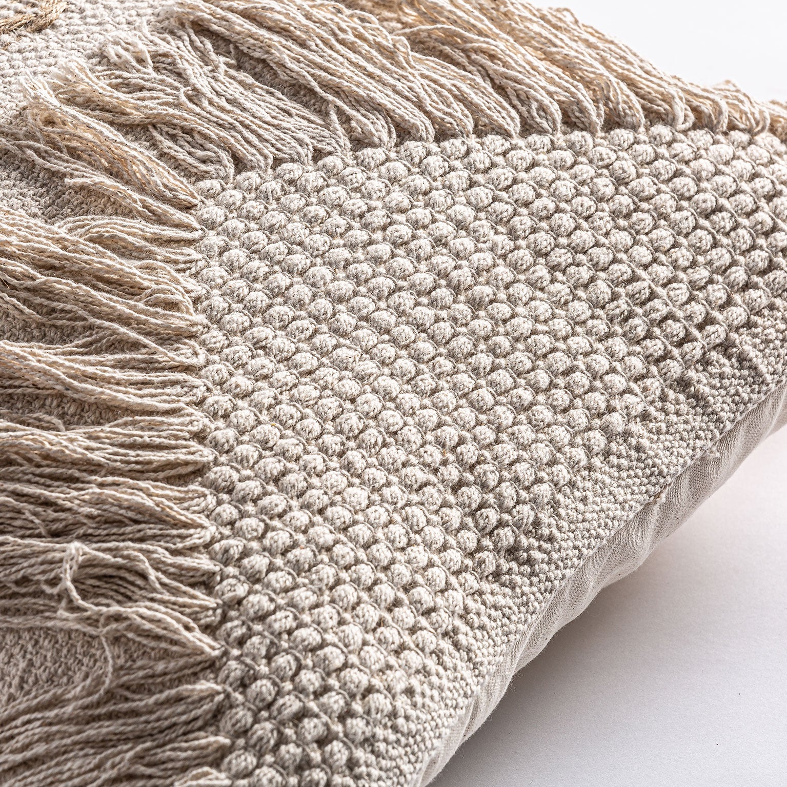 LJUSVIT Embroidered Jute Cushion