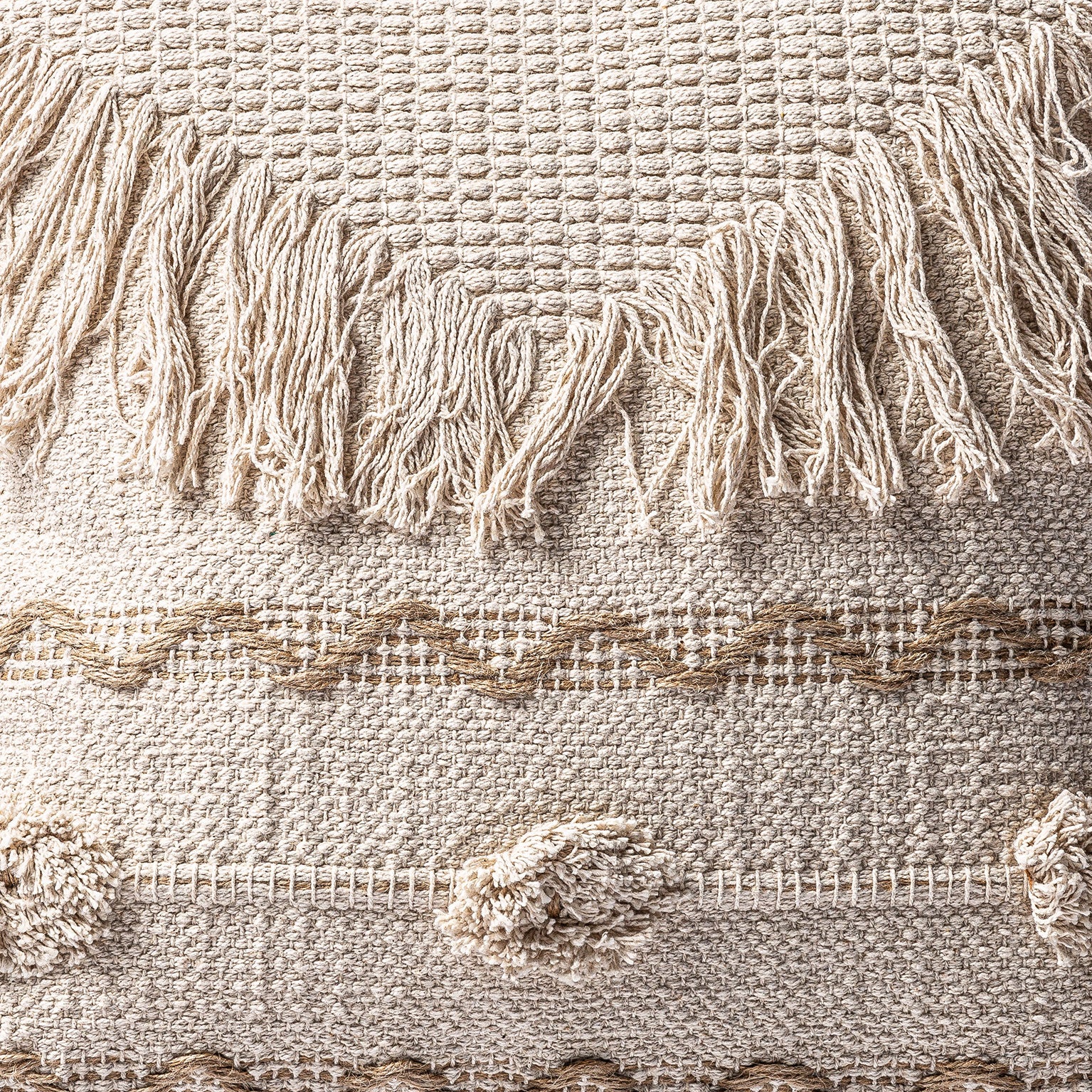 LJUSVIT Embroidered Jute Cushion
